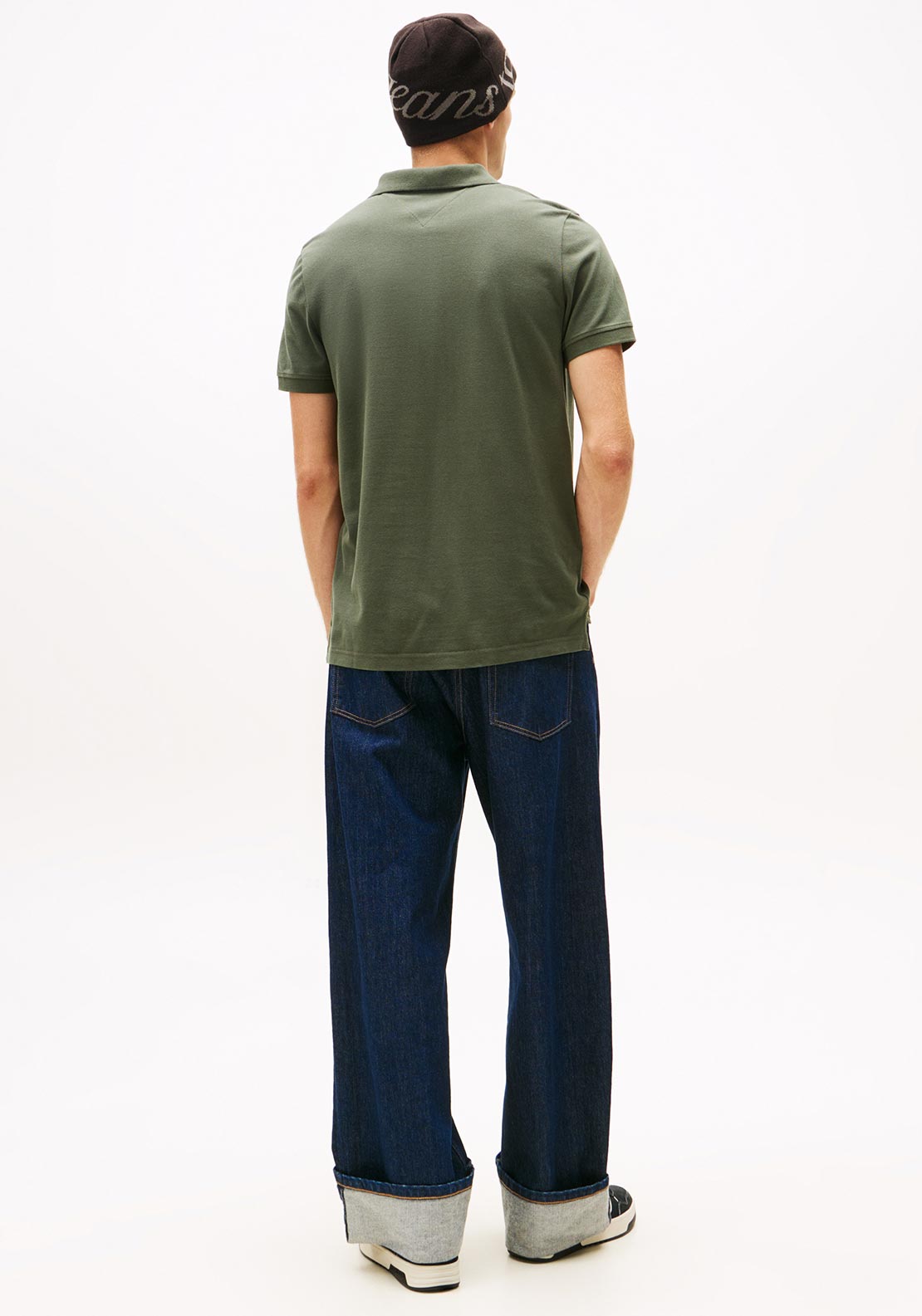 Tommy Jeans Slim Placket Polo Shirt, Pewter Green