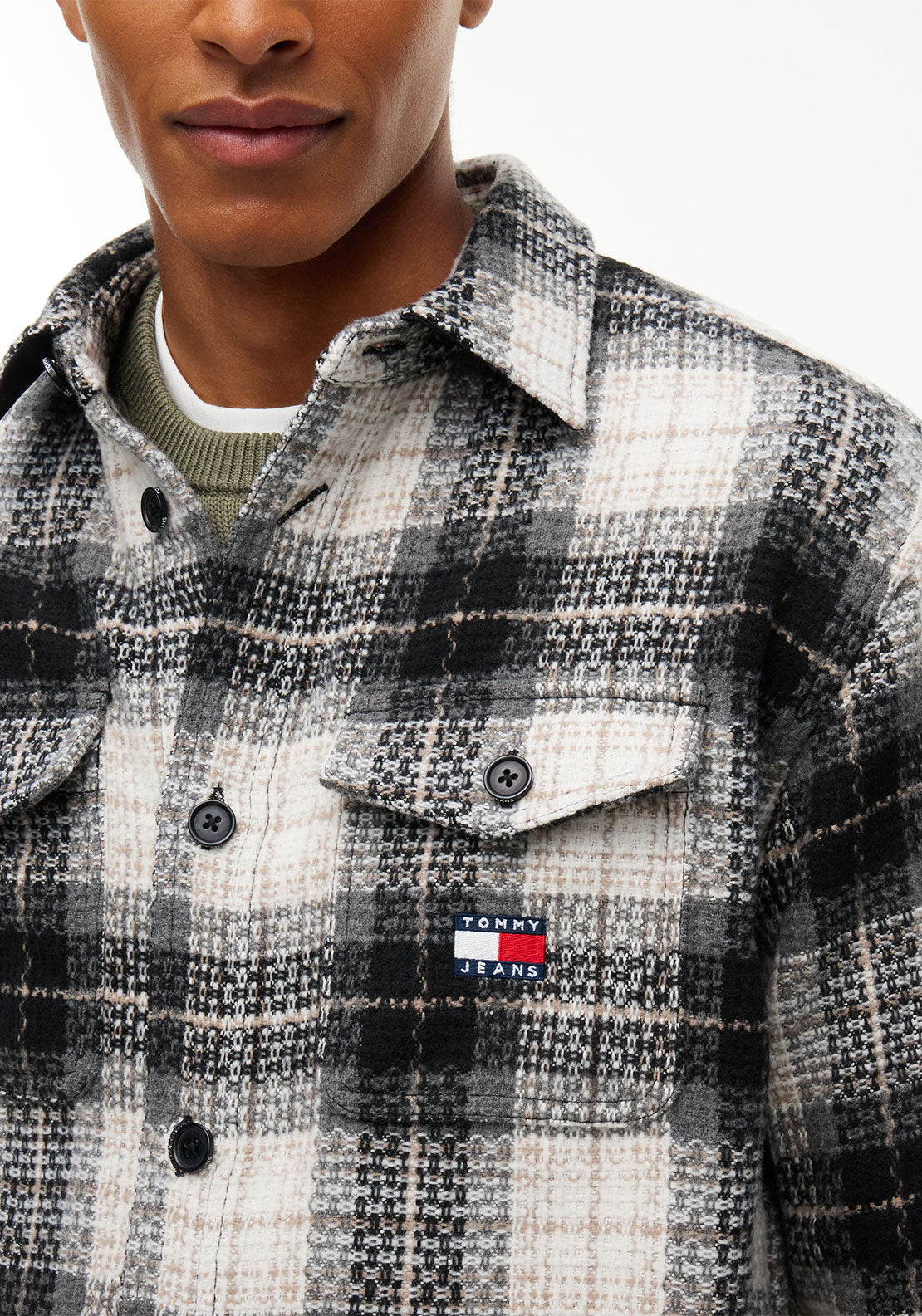 Tommy Jeans Check Overshirt, Black