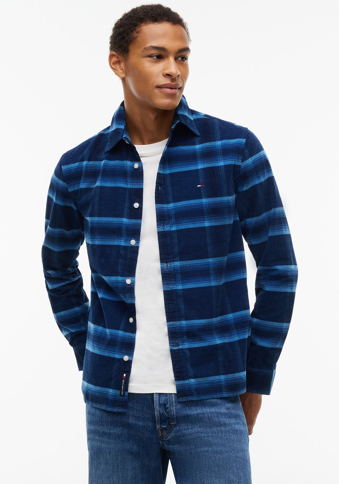 Tommy Jeans Dobby Cord Check Shirt, Navy