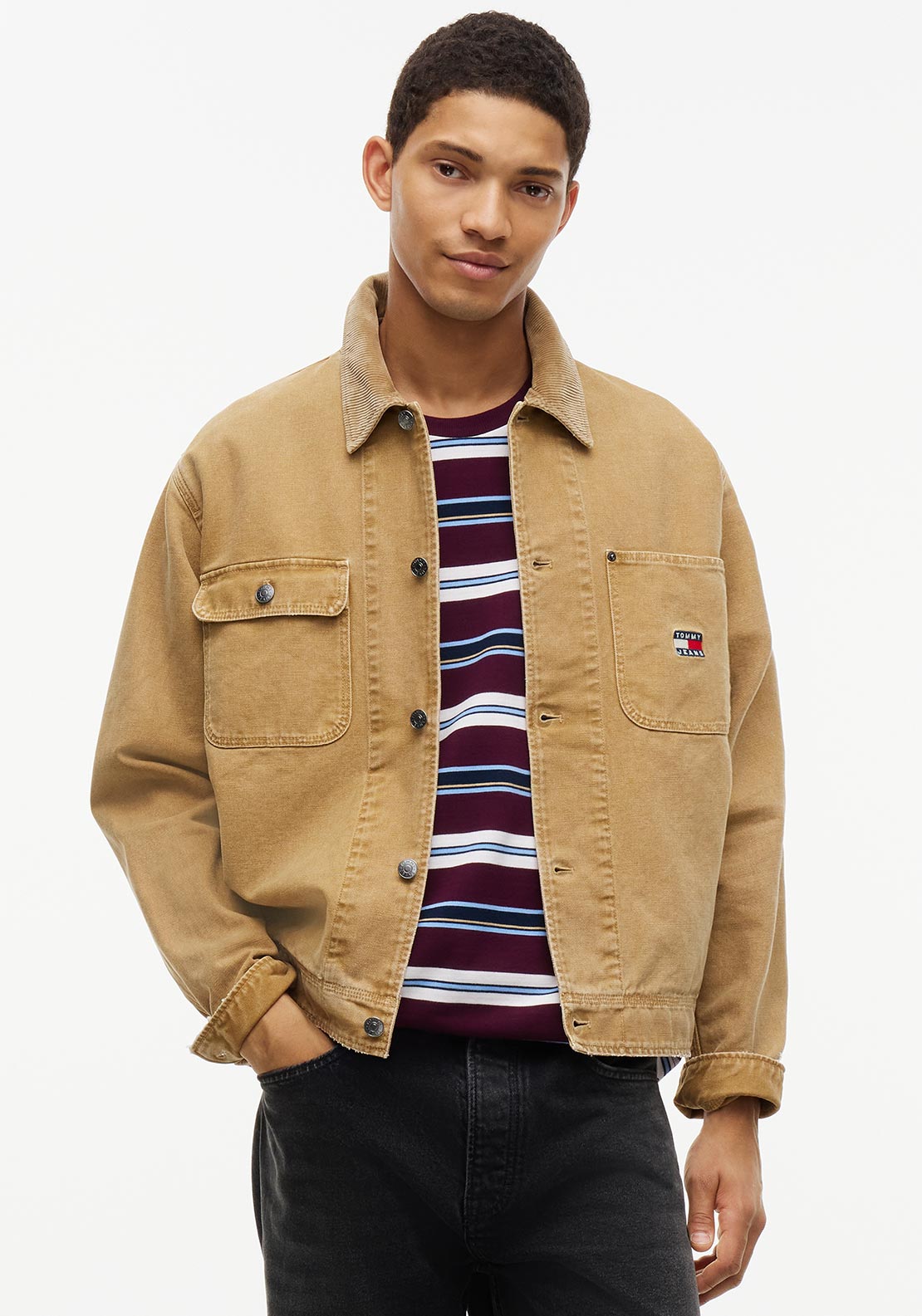Tommy Jeans Cord Collar Utility Jacket, Sandy Beige