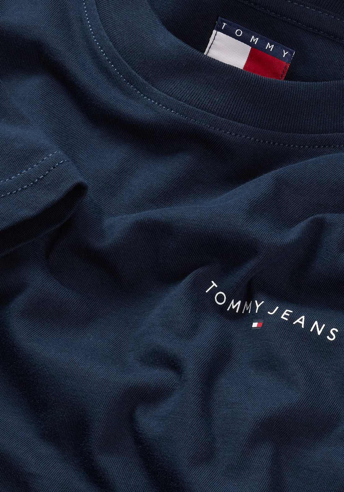 Tommy Jeans Linear Chest Logo T-Shirt, Dark Night Navy