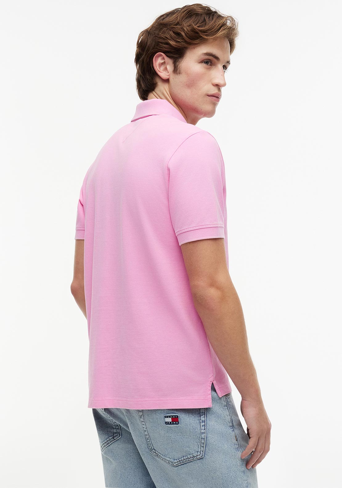 Tommy Jeans Classic Flag Washed Polo Shirt, Pink