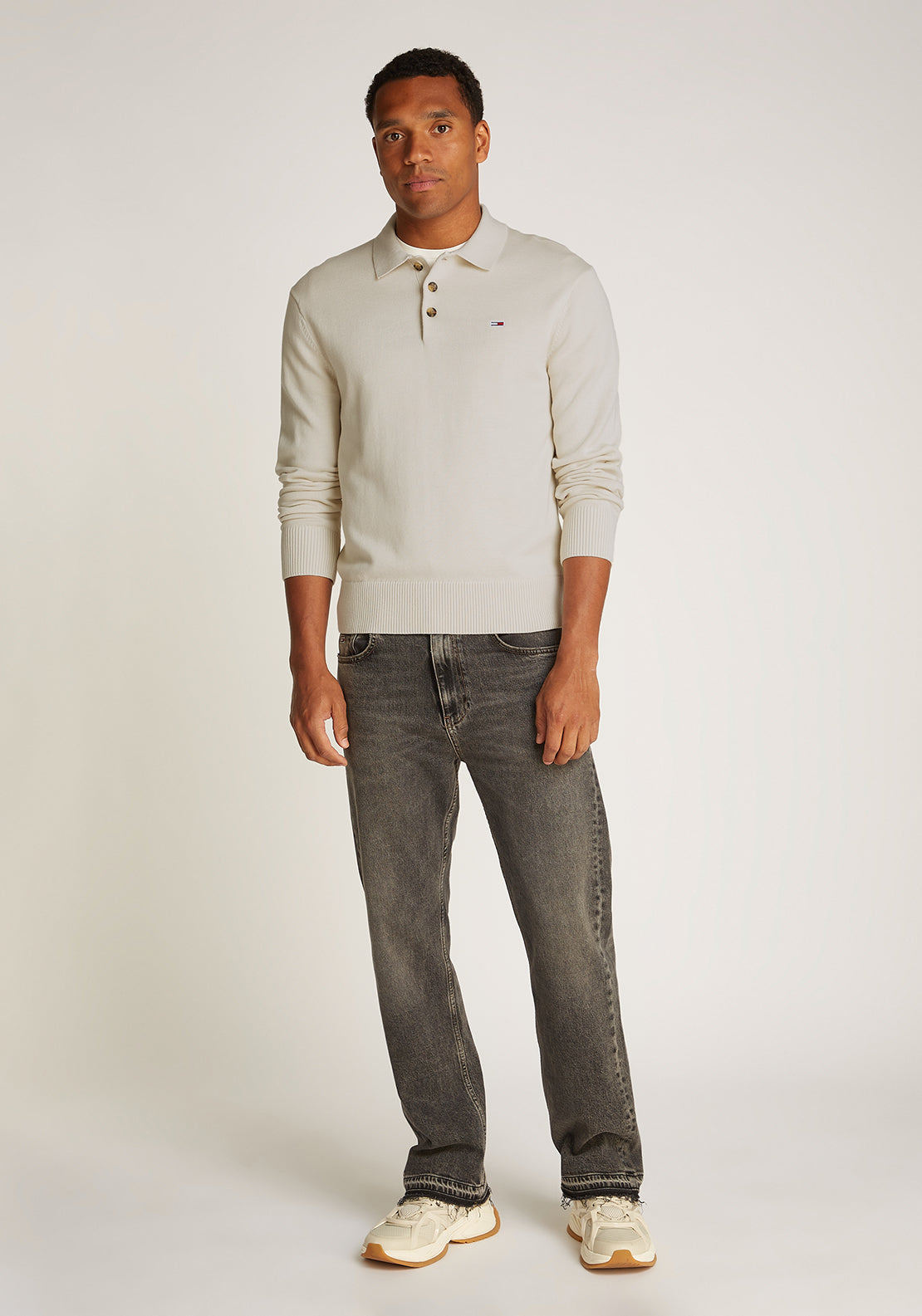 Tommy Jeans Essential Long Sleeve Polo Sweater, Neutral