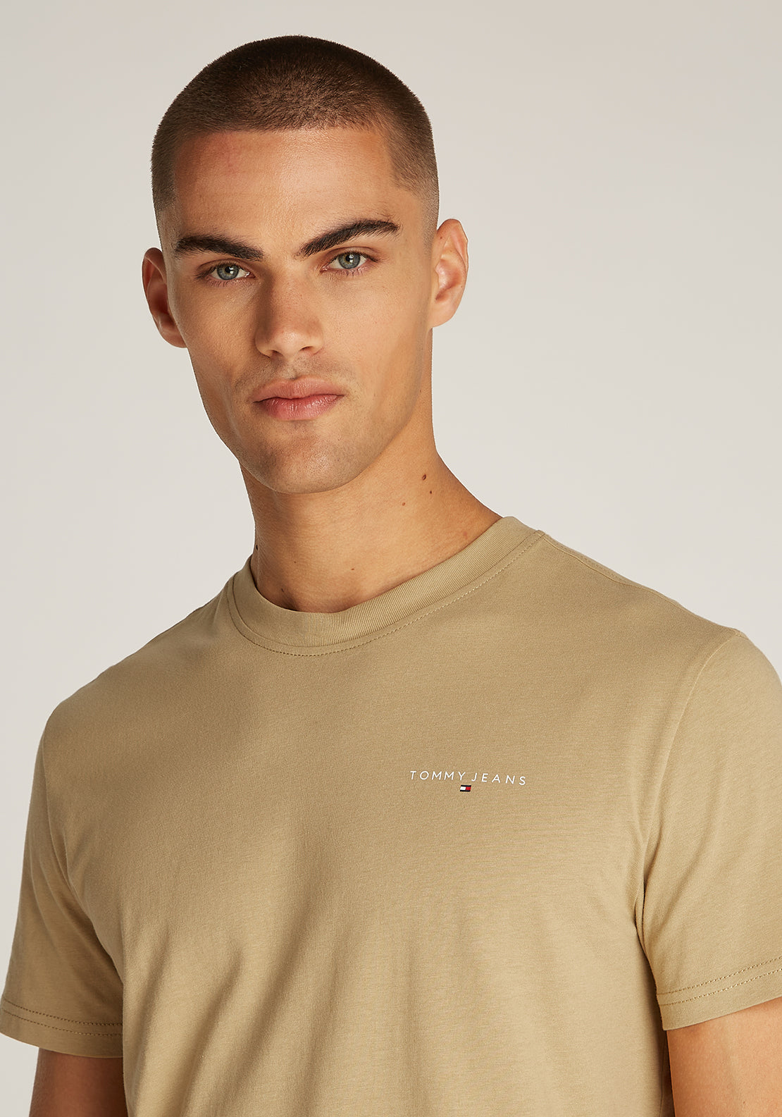 Tommy Jeans Linear Chest Logo T-Shirt, Sand