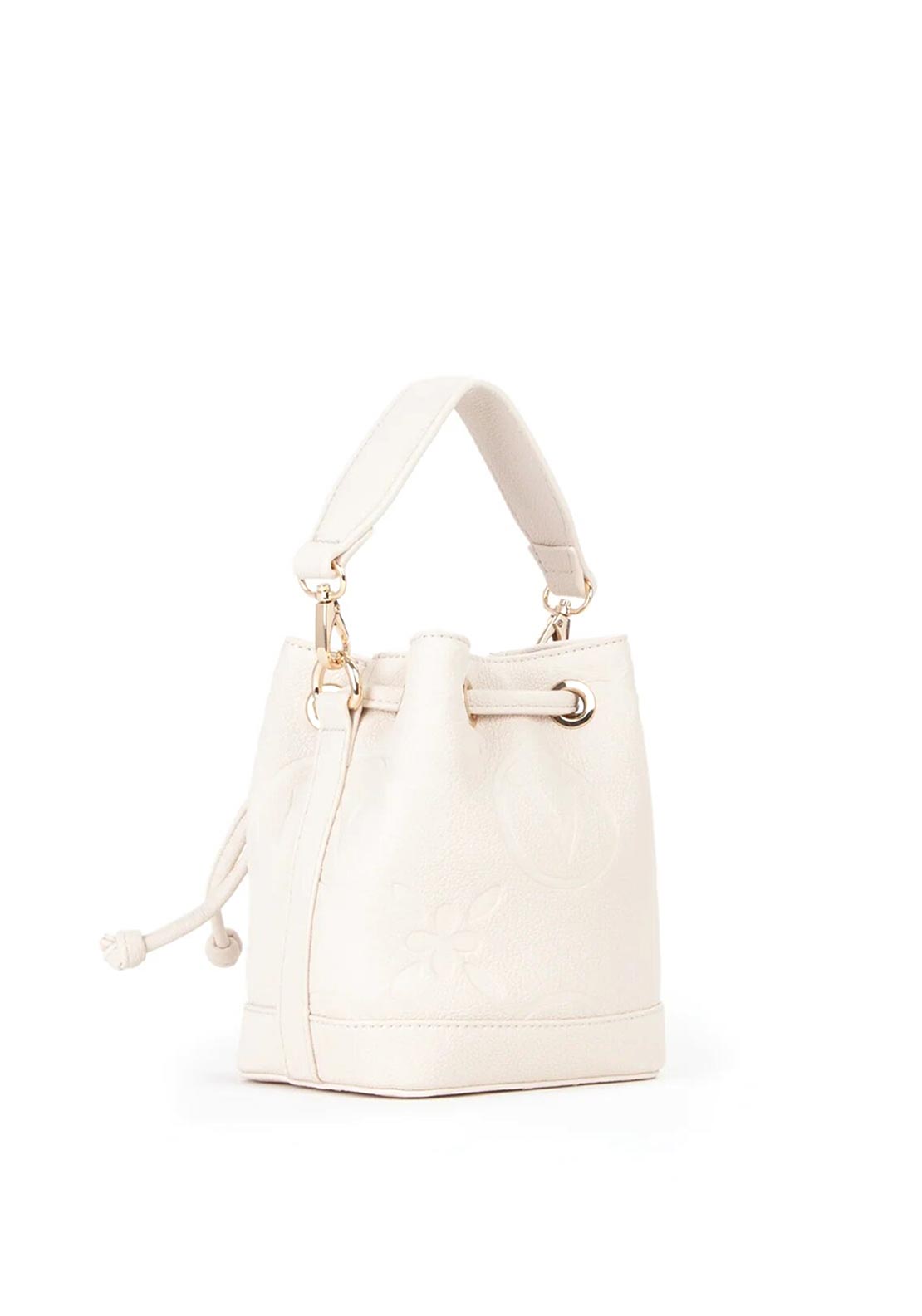 Valentino Samba Debossed Bucket Bag, Cream