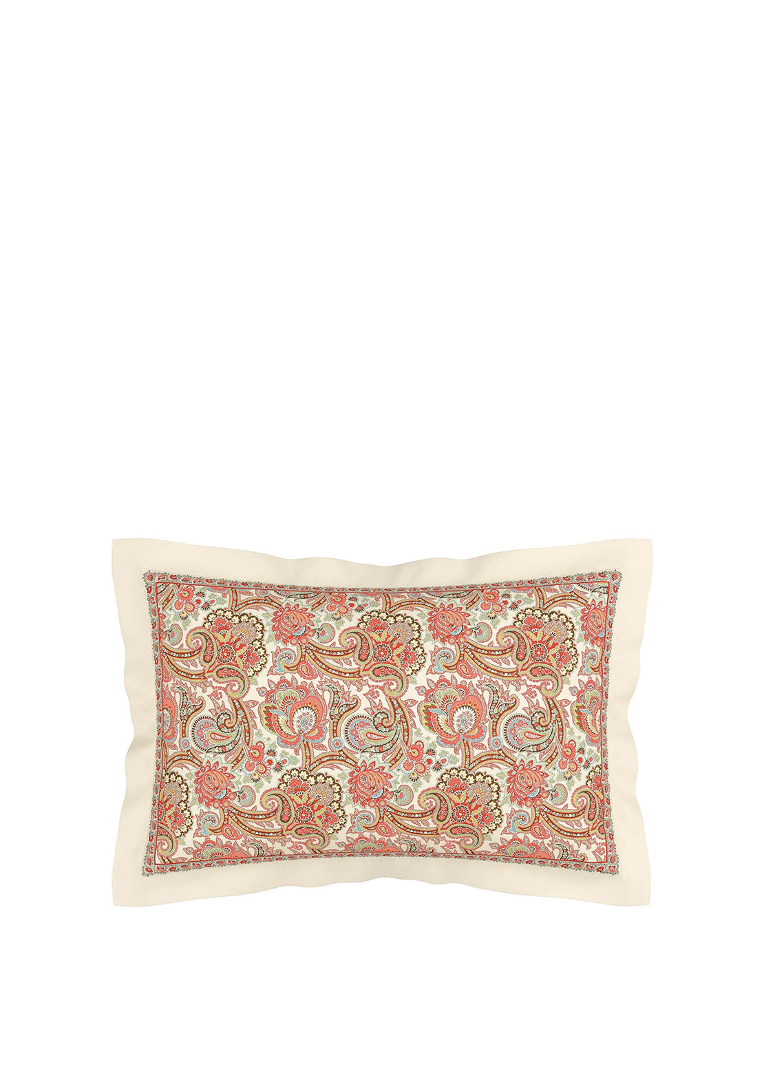 V&A Elysian Paisley Print Oxford Pillowcase Set, Orange Multi