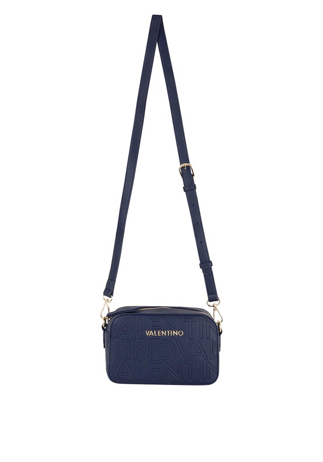 Valentino Pansy Embossed Monogram Crossbody Bag, Navy