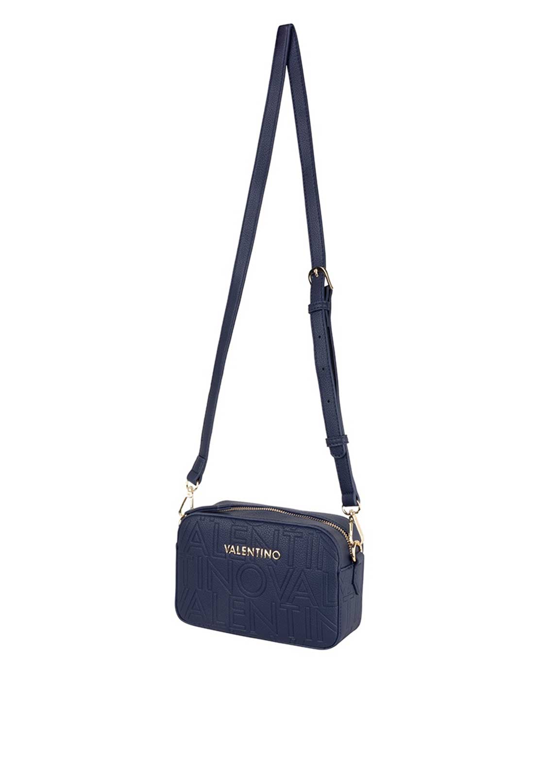 Valentino Pansy Embossed Monogram Crossbody Bag, Navy