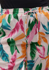 Vero Moda Curve Kleo Leaf Print Wide Trousers, Crystal Pink