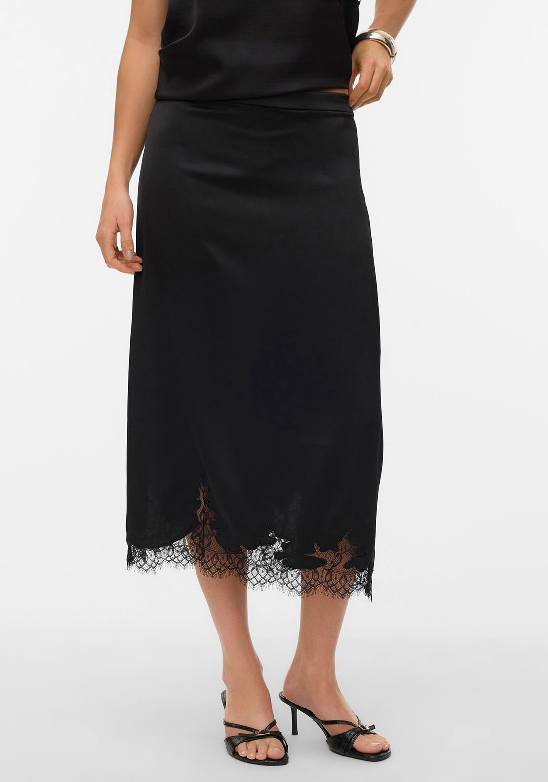 Vero Moda Ginny Lace Midi Skirt, Black