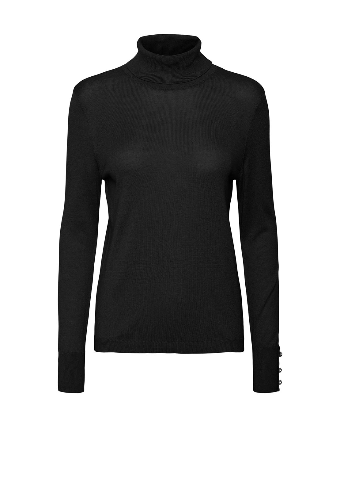 Vero Moda Milda Roll Neck Button Sleeve Sweater, Black - McElhinneys