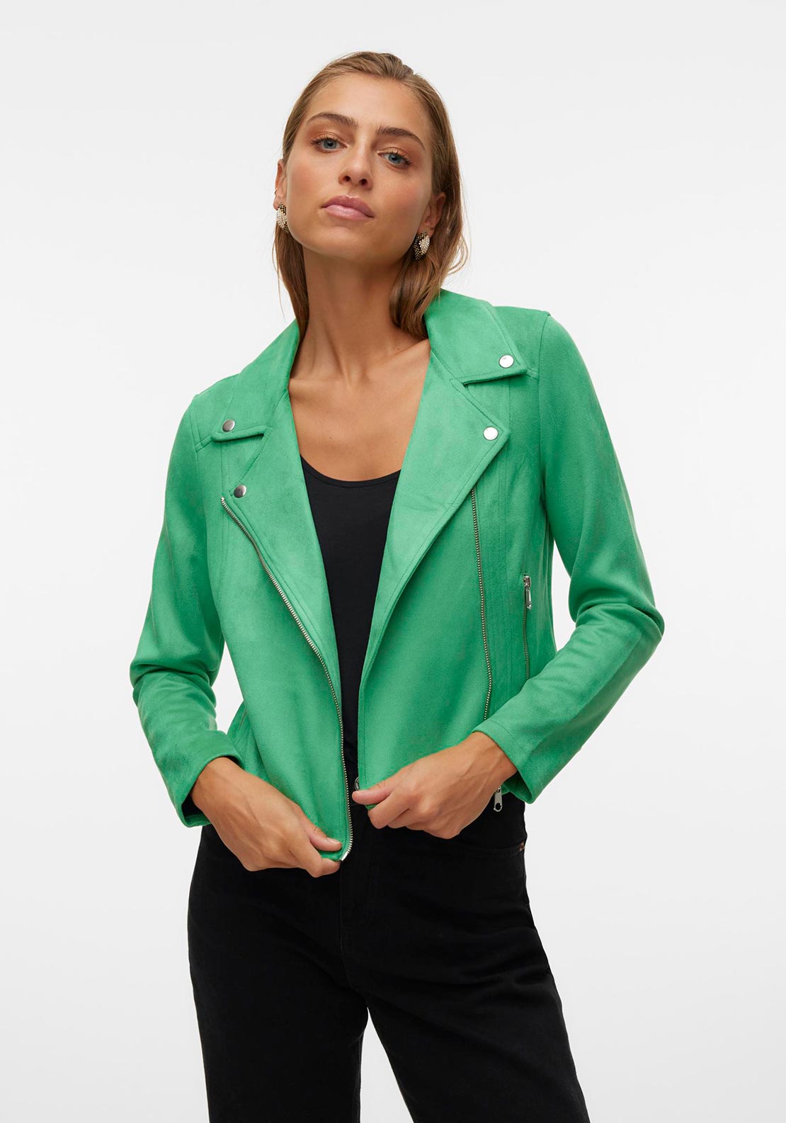 VERO MODA Damen Kurzjacke Aus Kunstleder – Faux Suede, Mit Bandkragen, Perfekt Für Herbst & Winter
