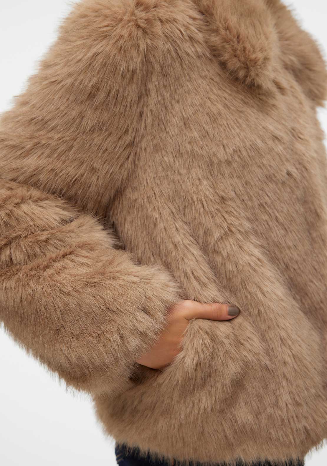 Vero Moda Audrey Faux Fur Short Jacket, Brown
