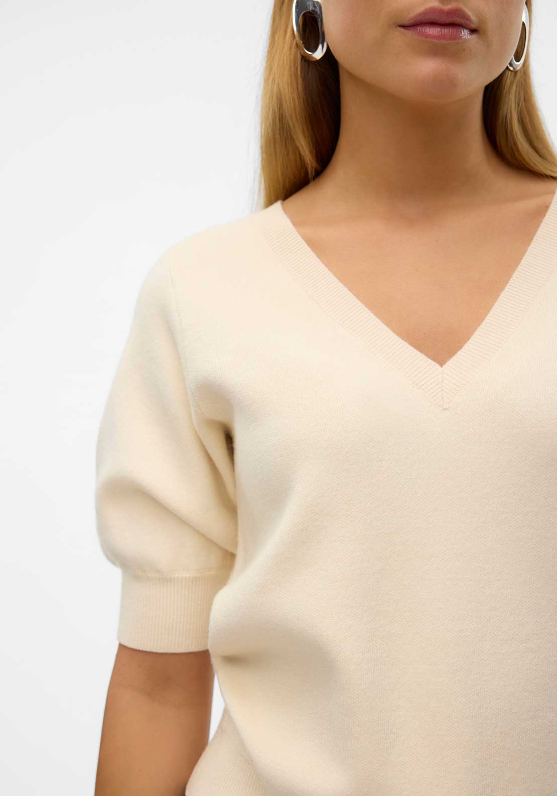 Vero Moda Gold Short Sleeve Jumper, Cream