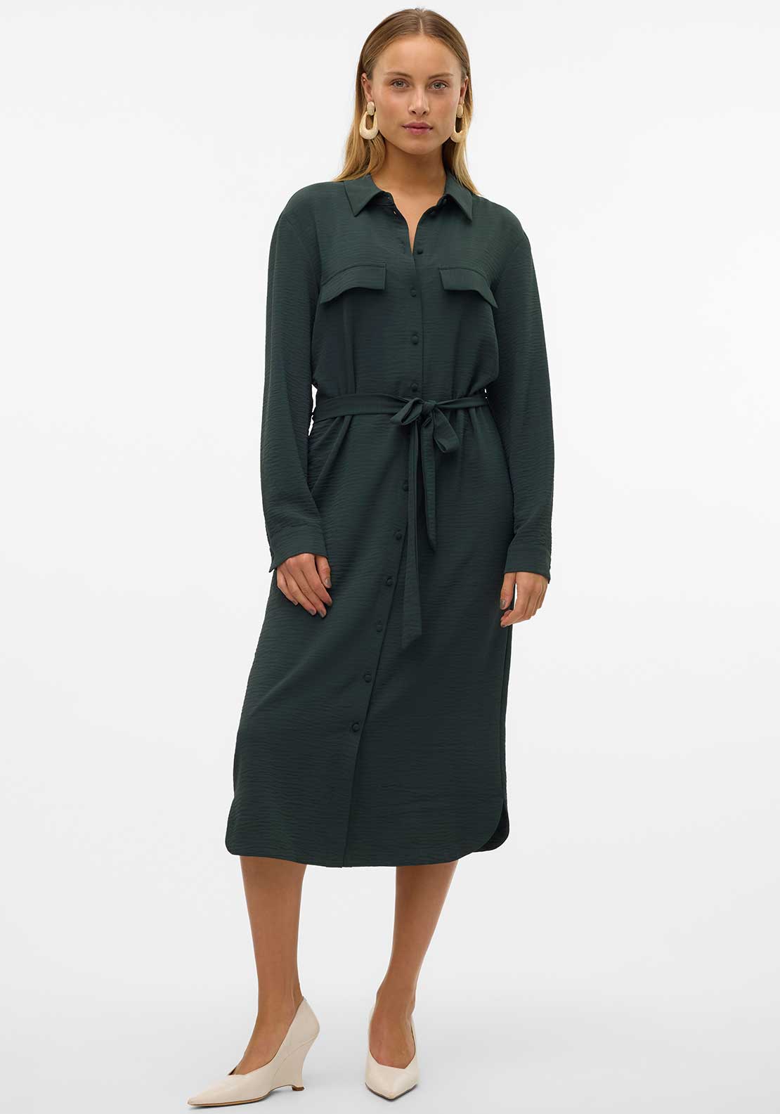 Vero Moda Alva Midi Shirt Dress, Green