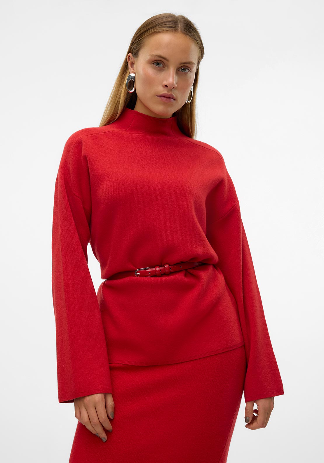 Vero Moda Gold High Neck Jumper, Red