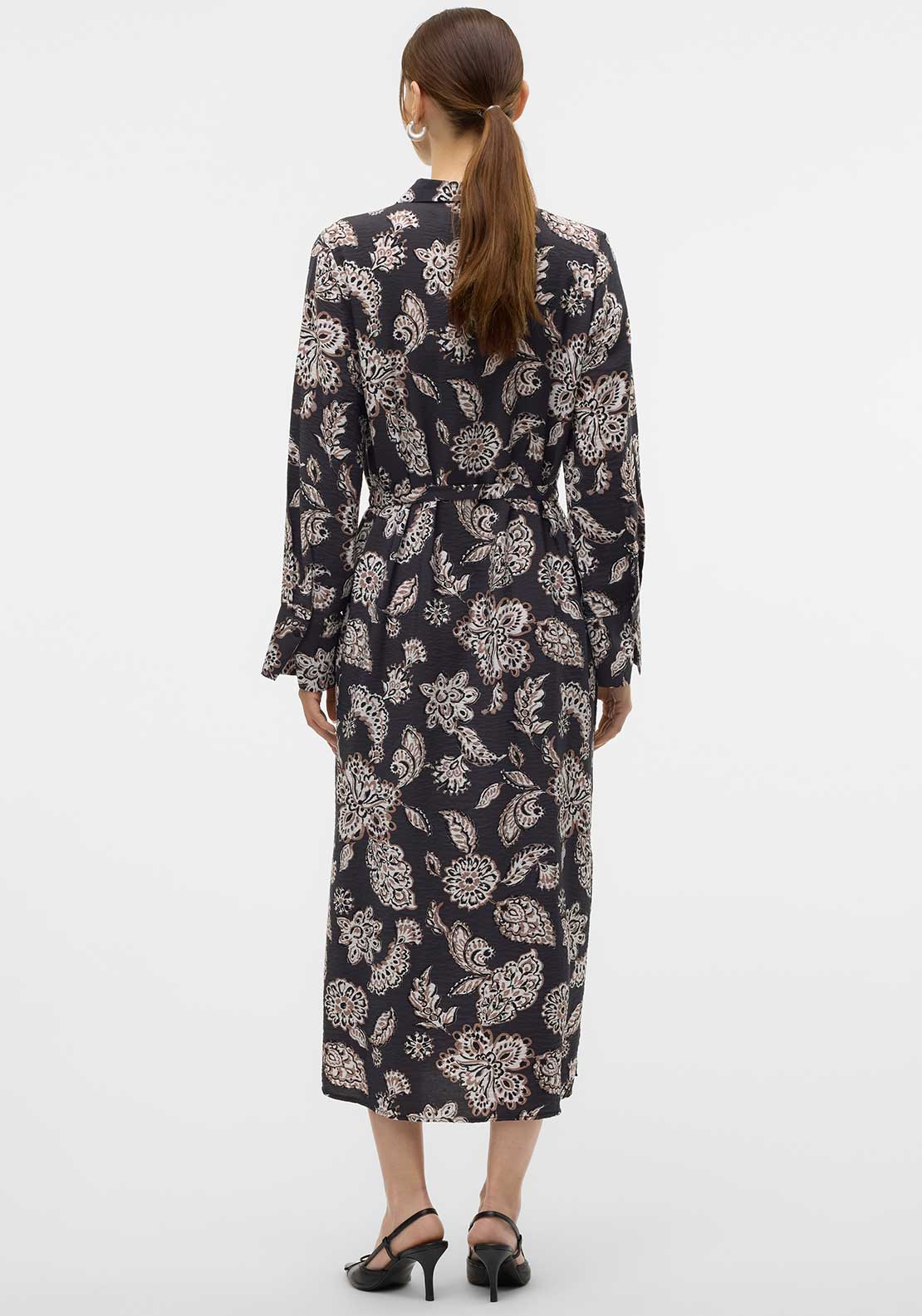 Vero Moda Josie Floral Print Shirt Dress, Black
