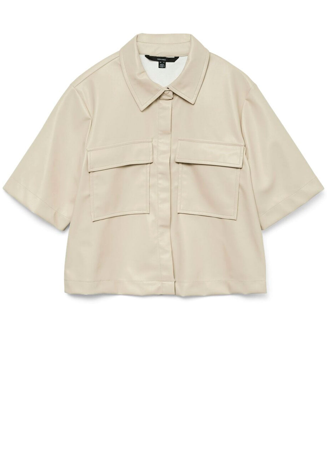 Vero Moda Dina Faux Leather Shirt, Beige