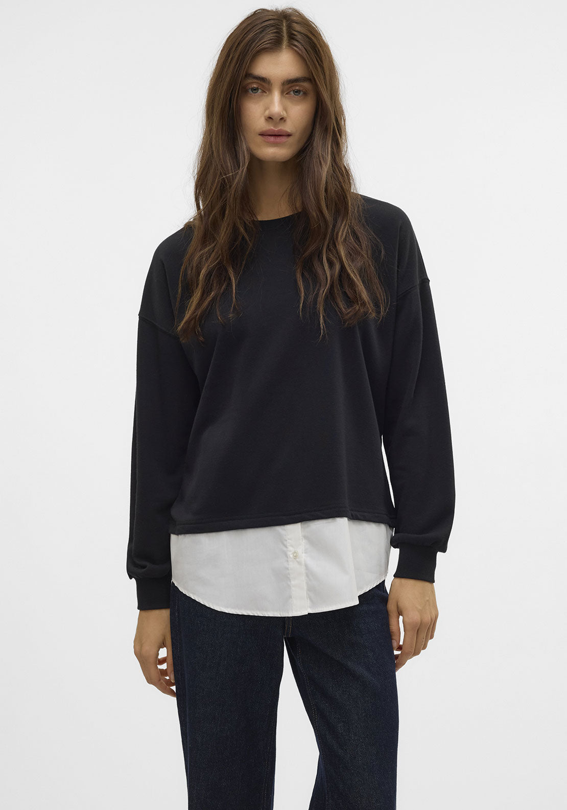 Vero Moda Yoyo Shirt Trim Sweatshirt, Black