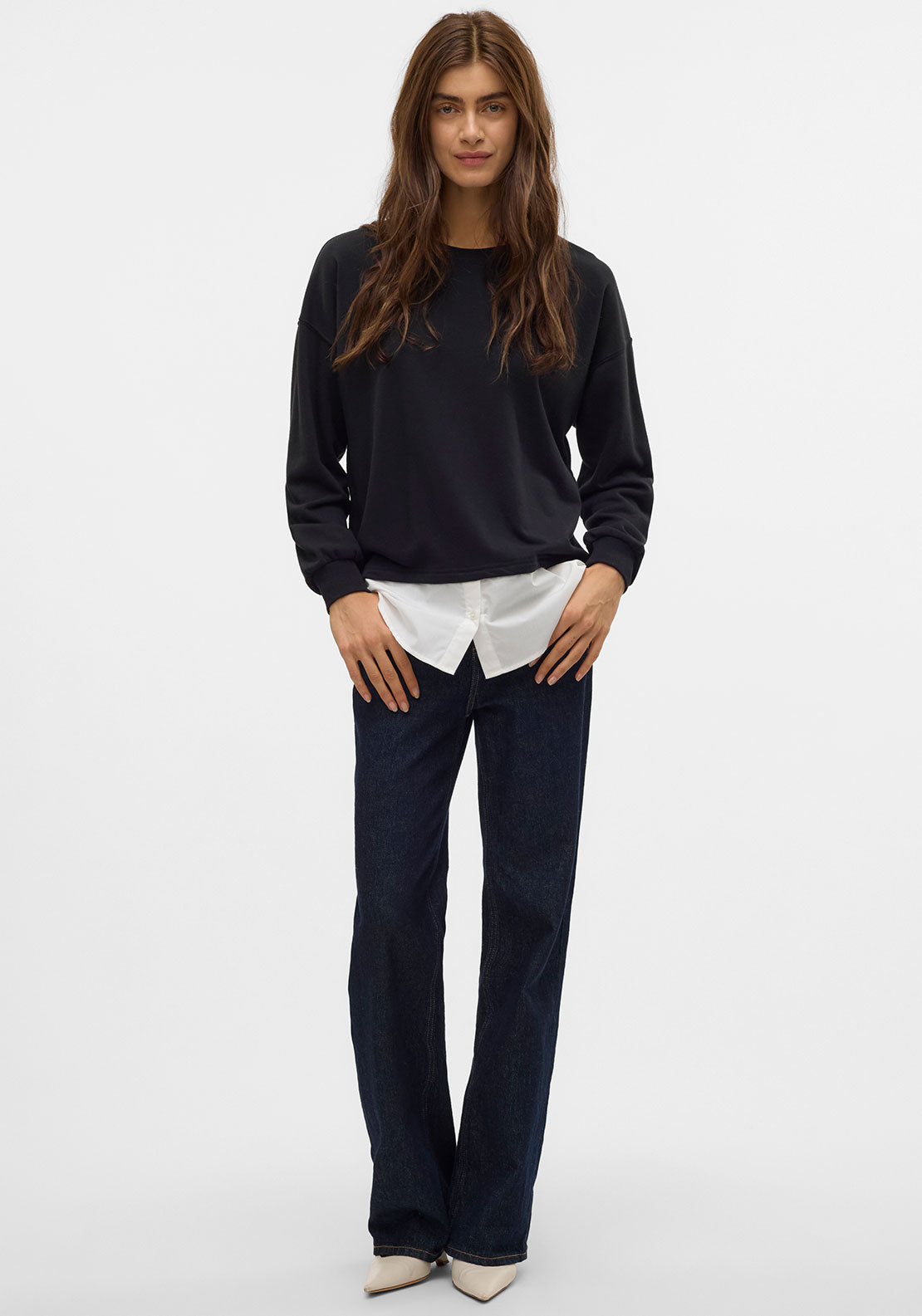 Vero Moda Yoyo Shirt Trim Sweatshirt, Black