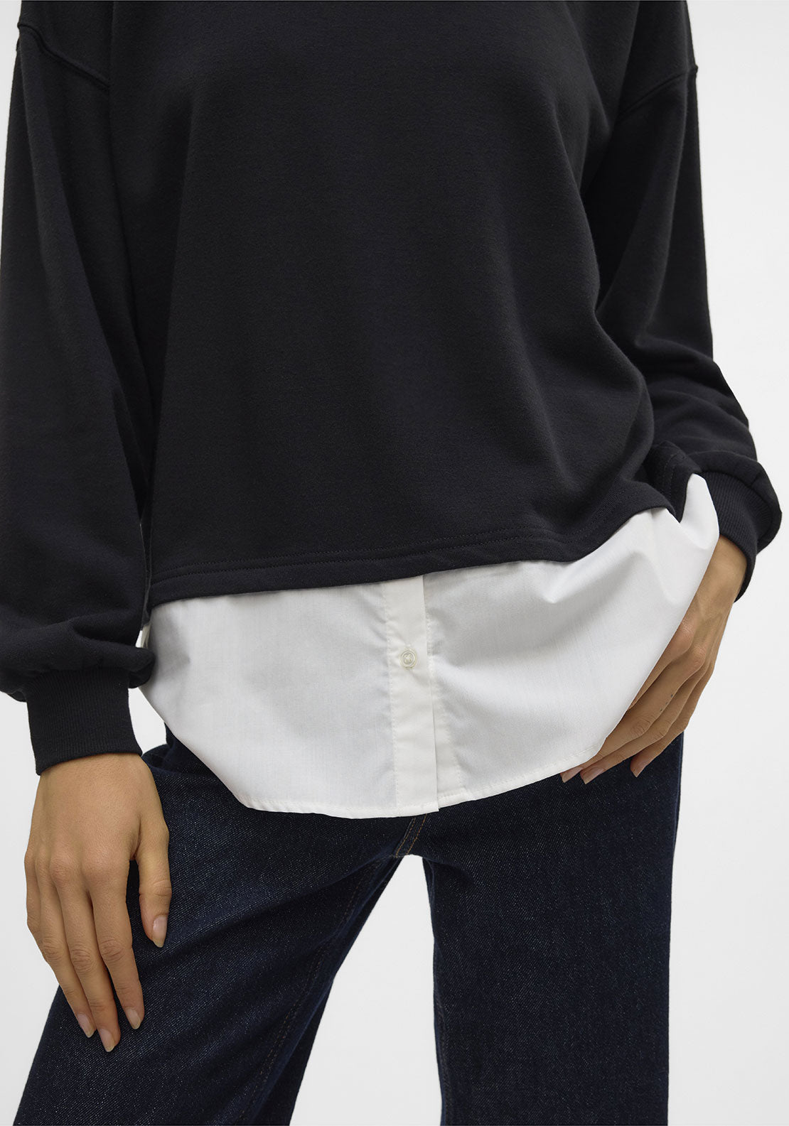 Vero Moda Yoyo Shirt Trim Sweatshirt, Black
