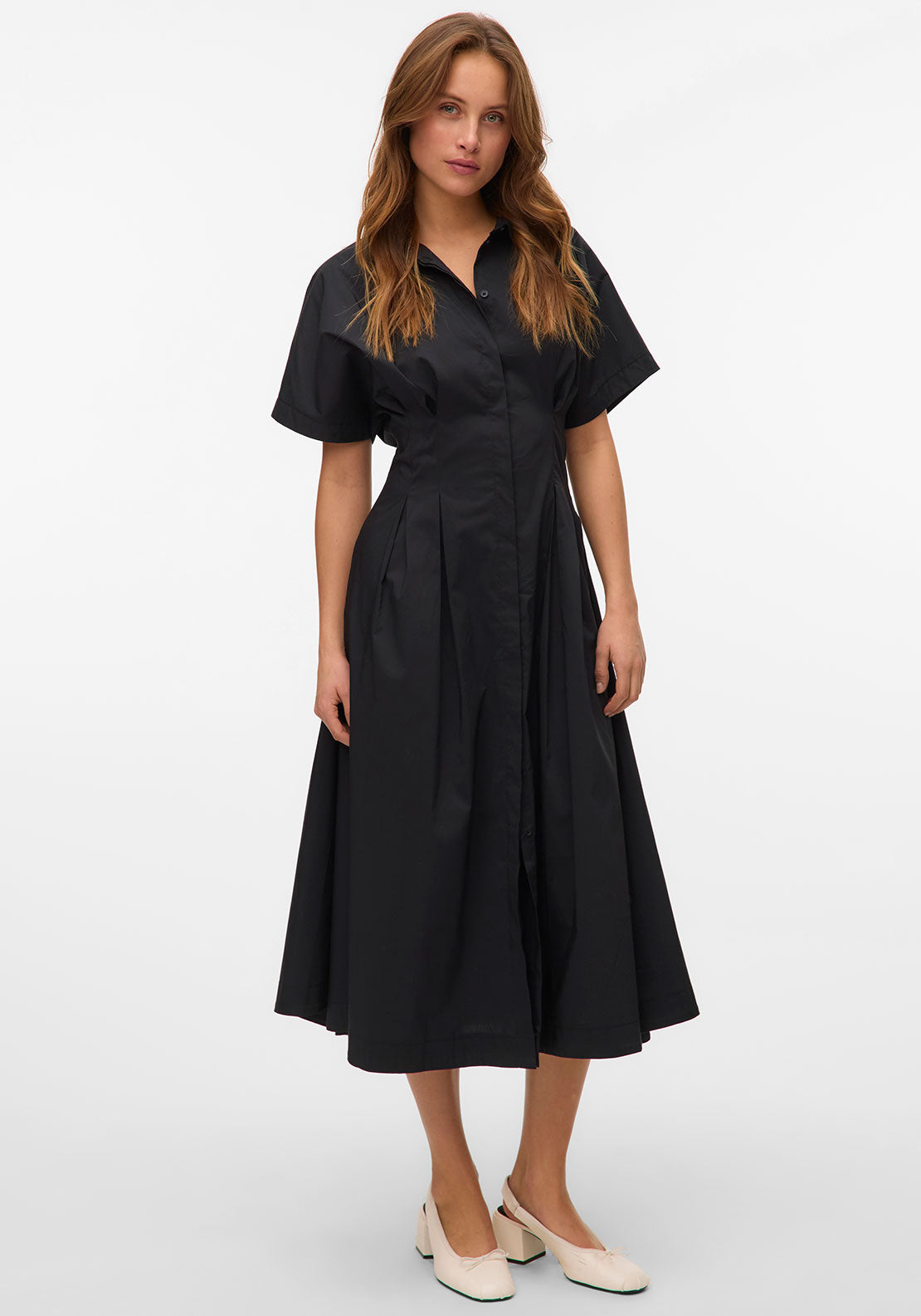Vero Moda Friba Short Sleeve Shirt Dress, Black - McElhinneys Vero Moda Friba Short Sleeve Shirt Dress, Black - McElhinneys