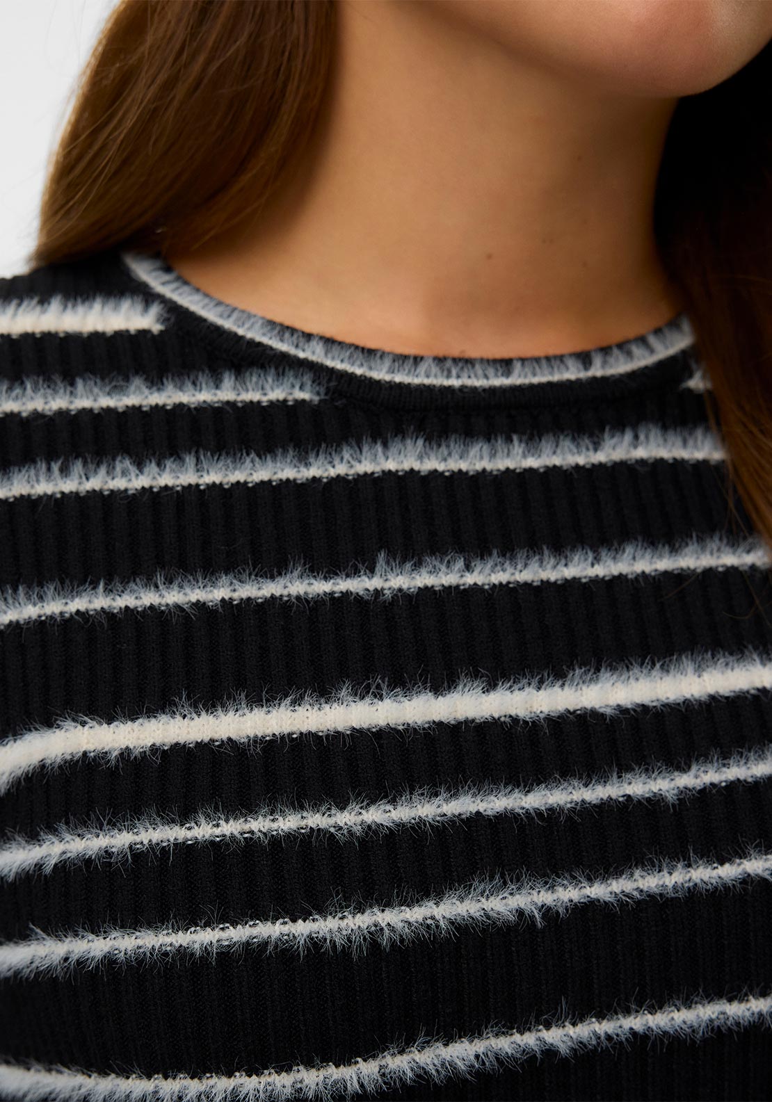 Vero Moda Vanda Rib Stripe Knit Sweater, Black