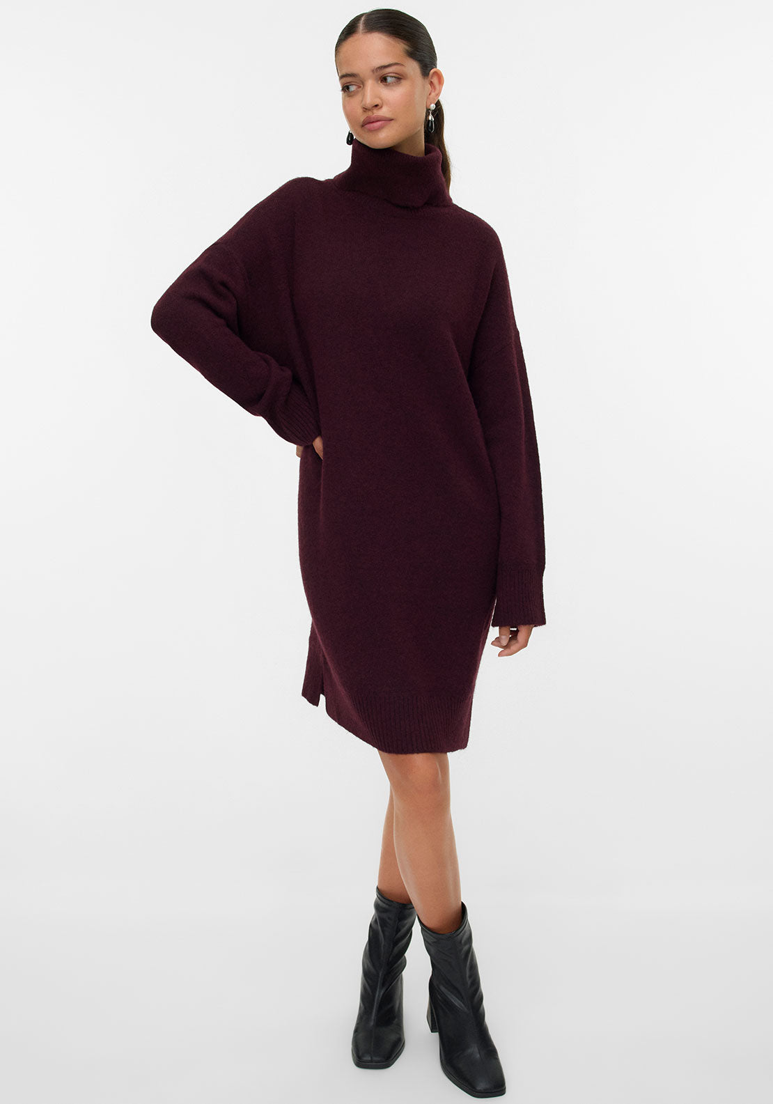 Vero Moda Rollneck Short Knit Dress, Wine - McElhinneys Vero Moda Rollneck Short Knit Dress, Wine - McElhinneys
