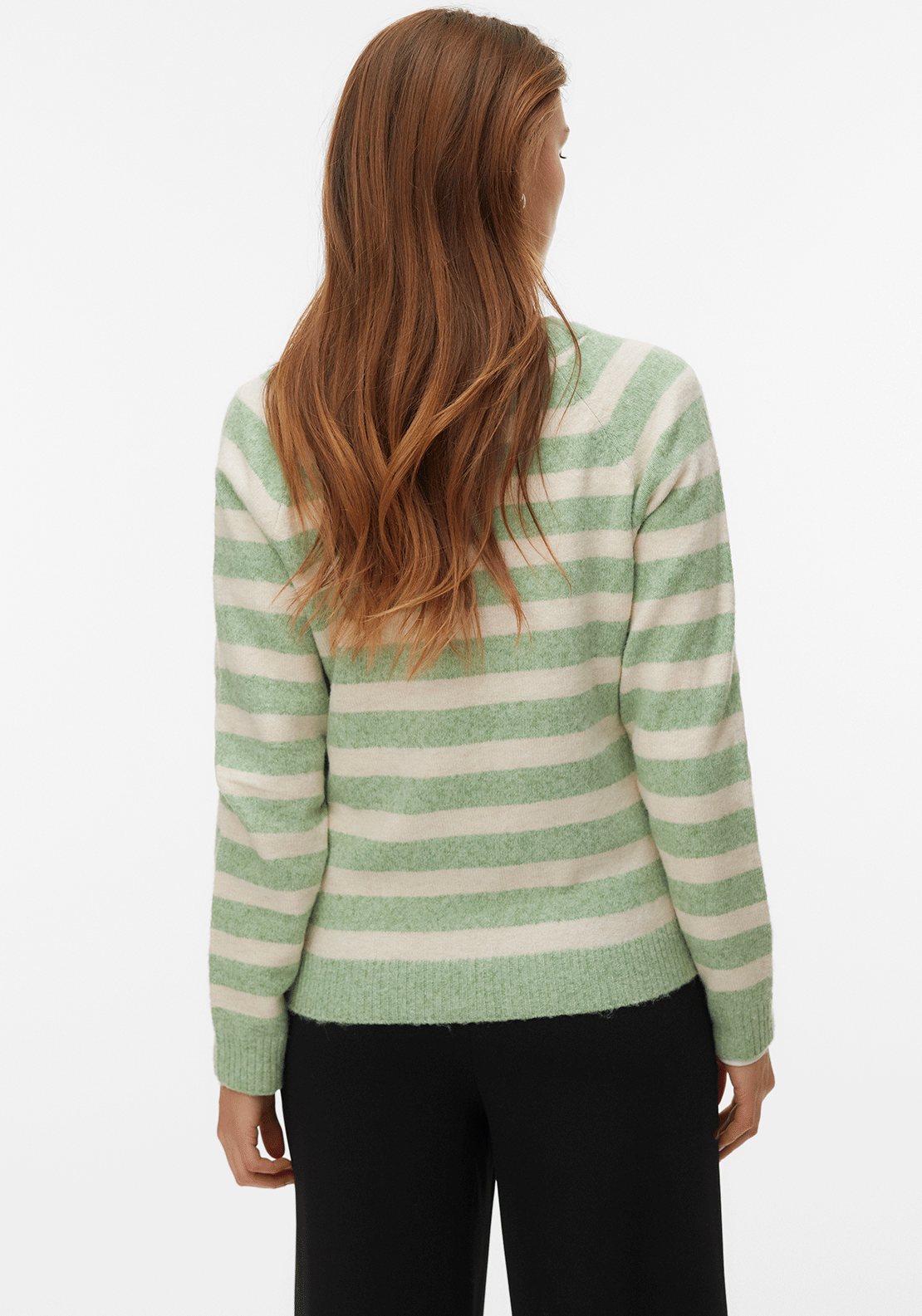 Vero Moda Doffy Striped Round Neck Jumper, Green