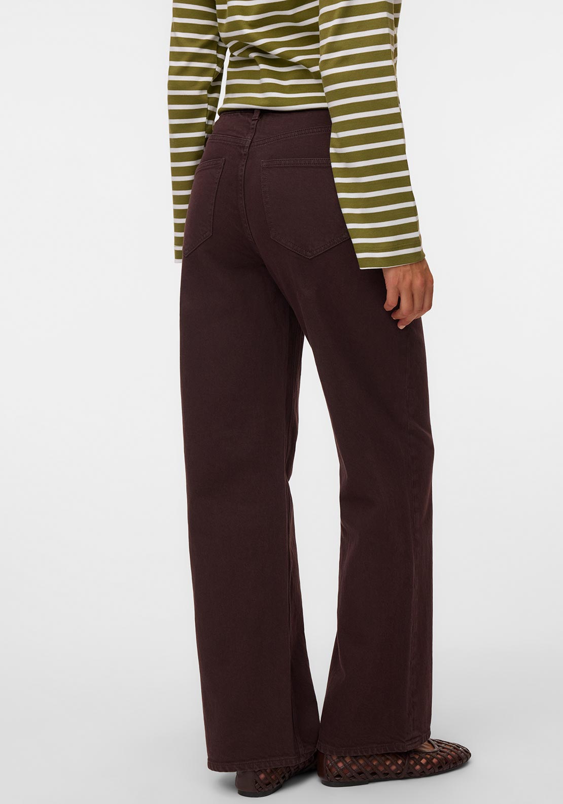 Vero Moda Tessa High Waisted Wide Leg Jeans, Brown