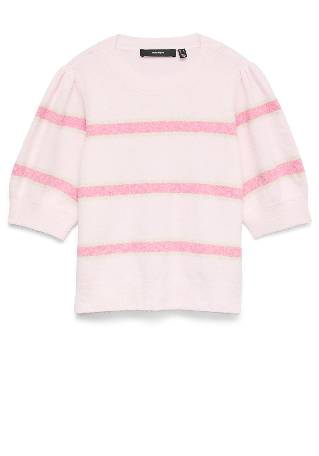 Vero Moda Doffy Short Sleeve Stripe Knit Sweater, Pink Multi