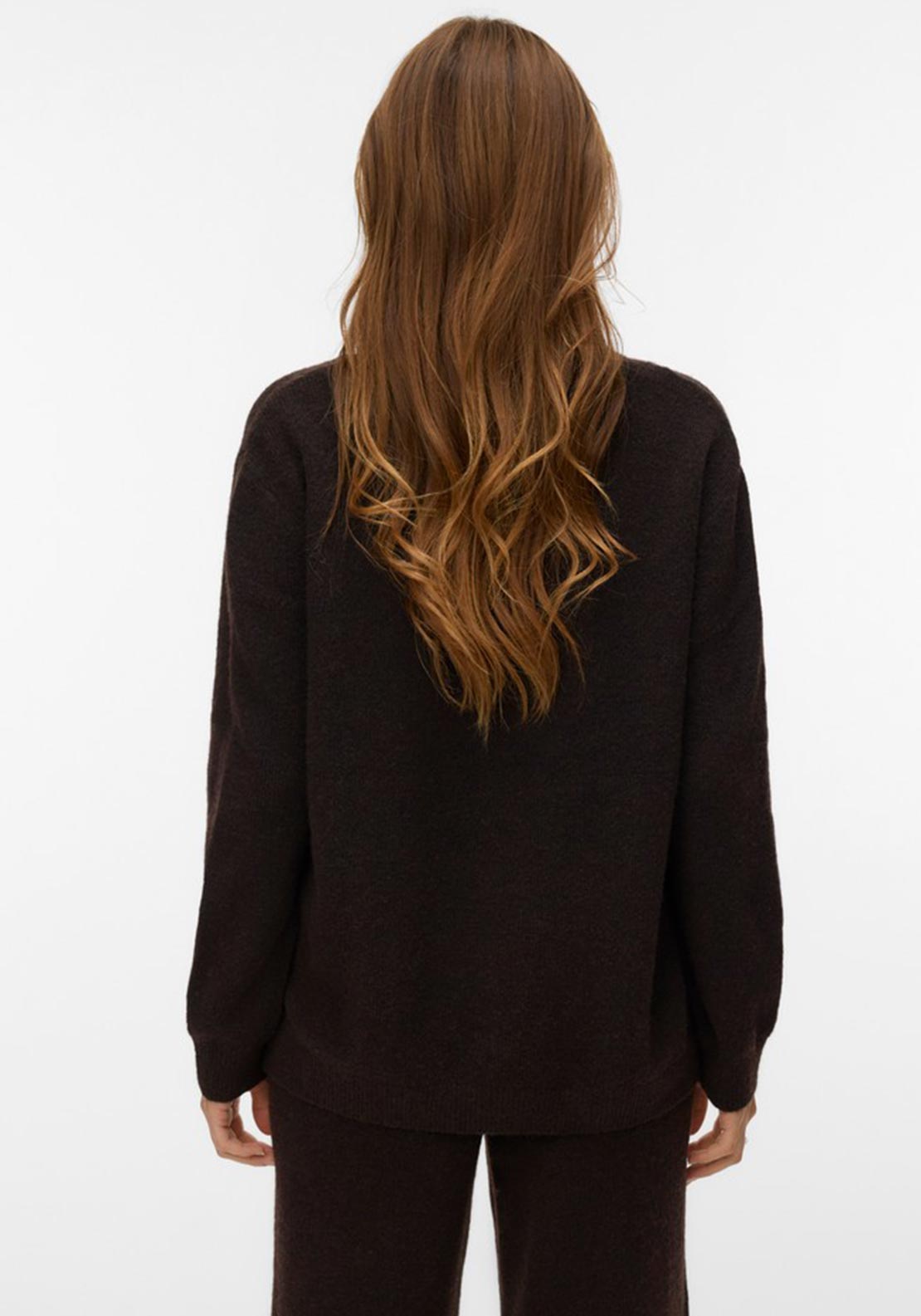 Vero Moda Besti V Neck Knit Jumper, Brown