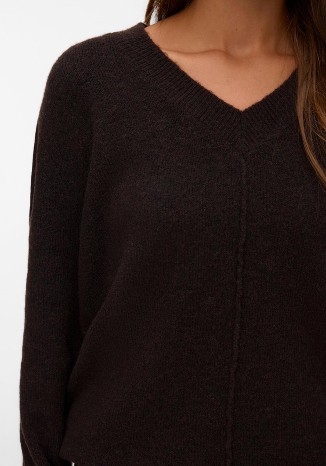 Vero Moda Besti V Neck Knit Jumper, Brown