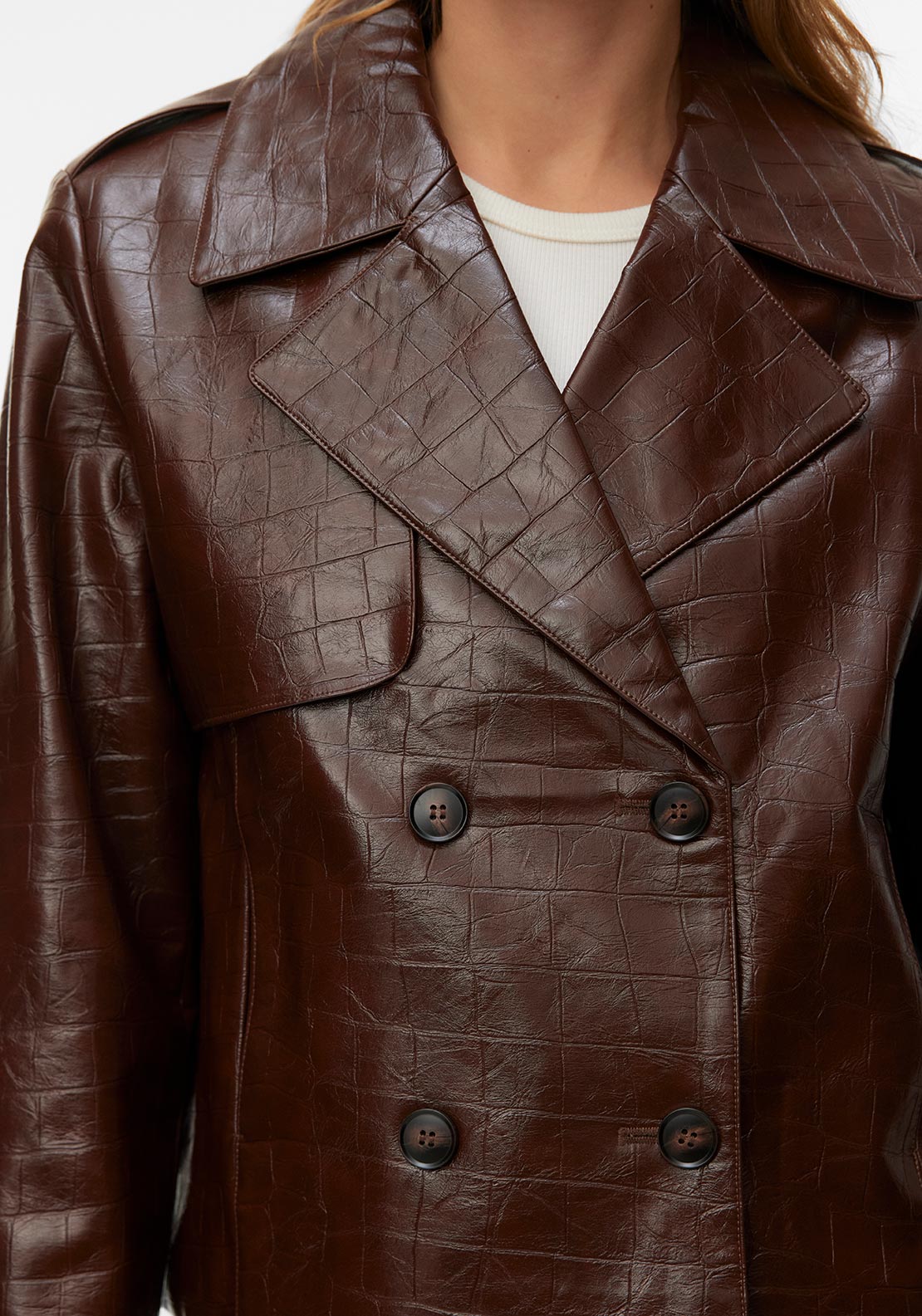 Vero Moda Carly Faux Leather Jacket, Brown