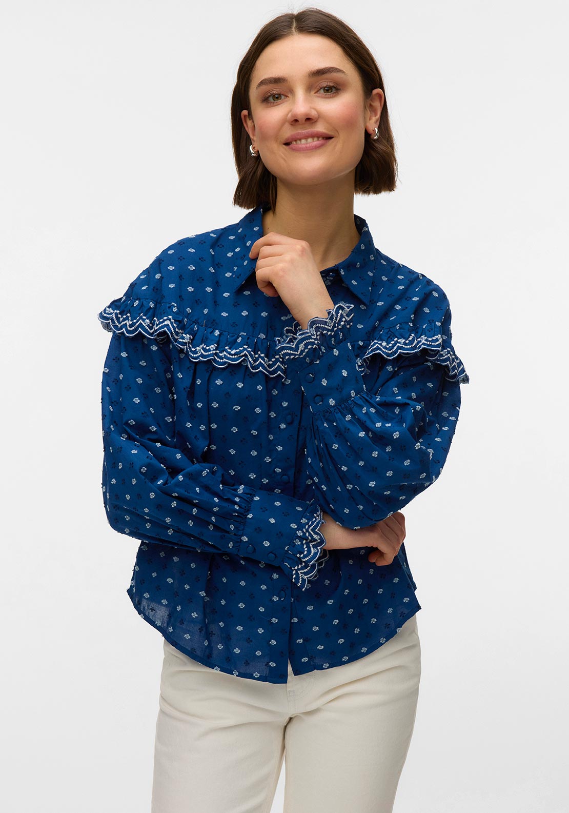 Vero Moda Clarence Embroidered Shirt, Blue