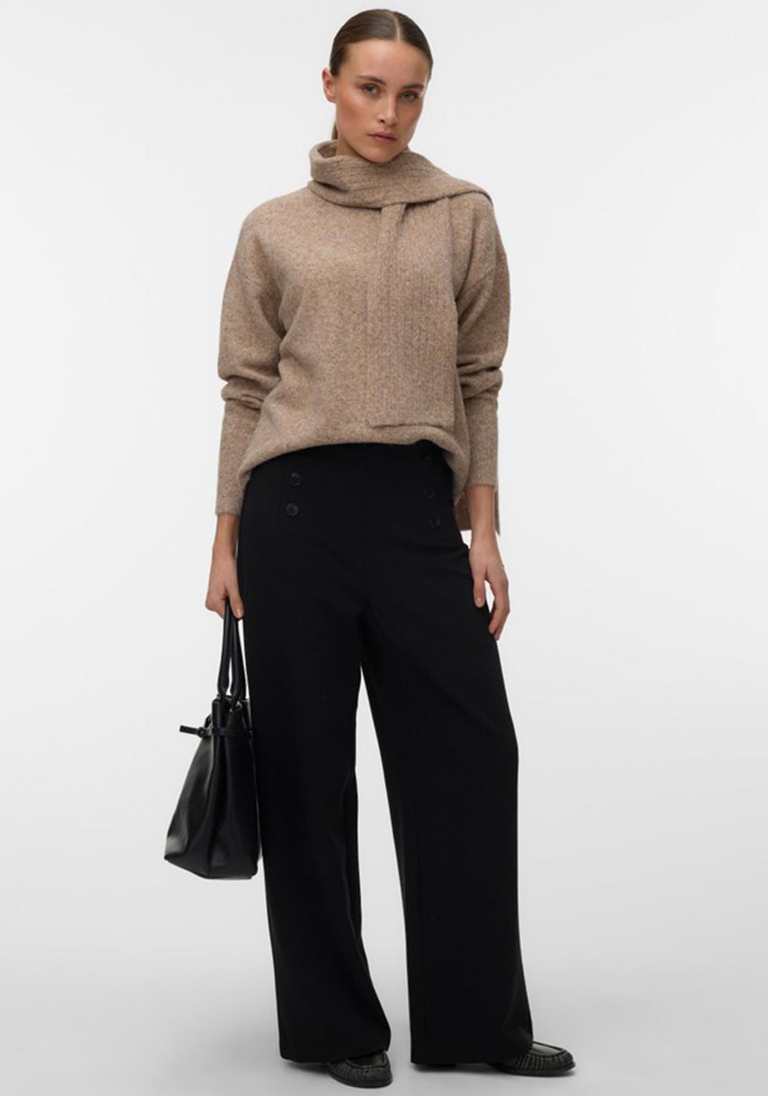 Vero Moda Gianna Scarf Detail Jumper, Beige