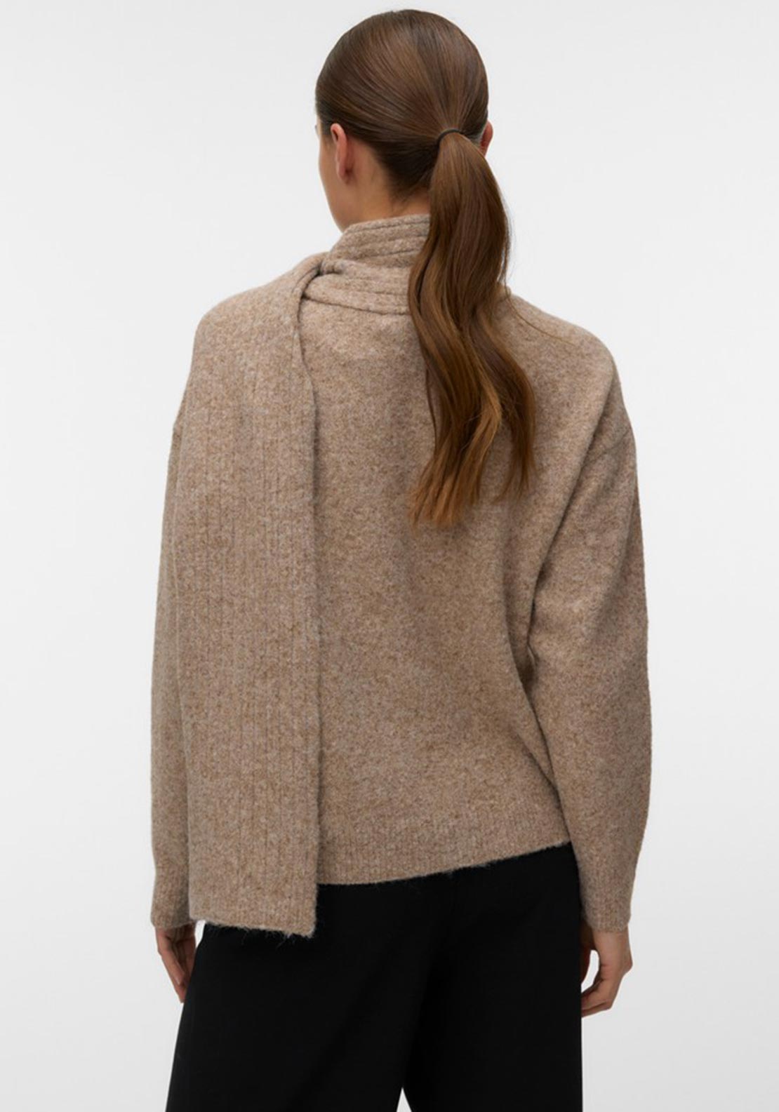 Vero Moda Gianna Scarf Detail Jumper, Beige