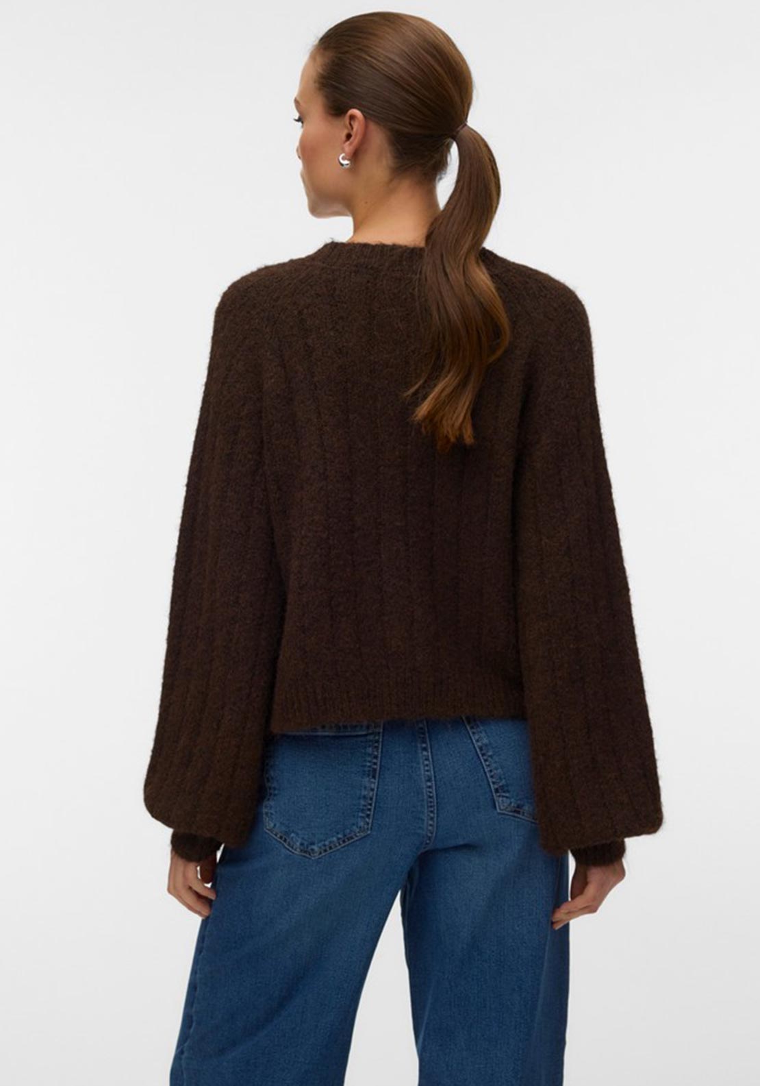 Vero Moda Sally Bow Button Cardigan, Brown