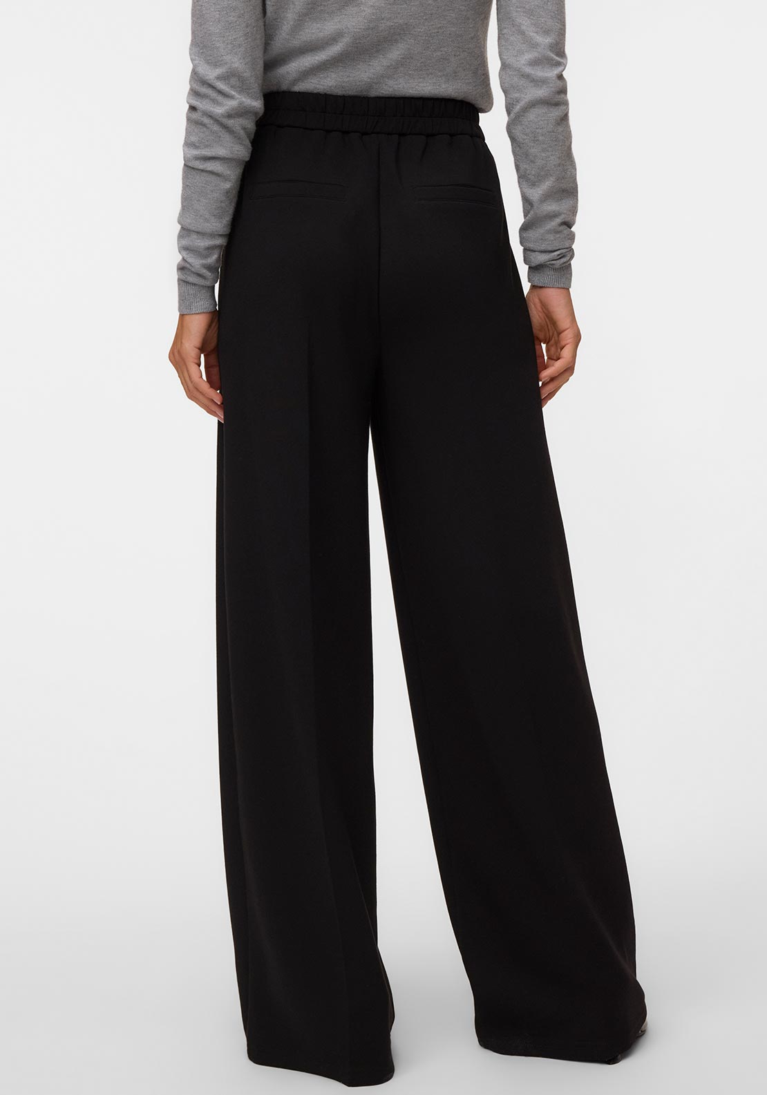 Vero Moda Bellis Mid Rise Wide Leg Trousers, Black