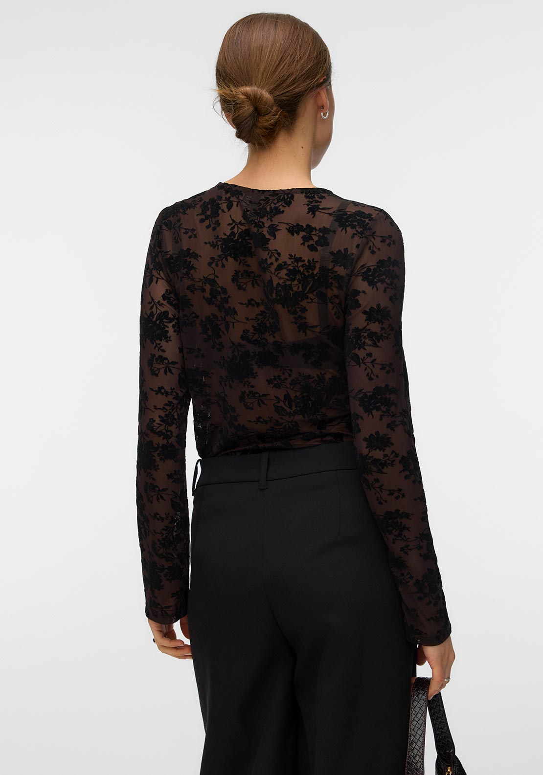 Vero Moda Flora Mesh Top, Brown