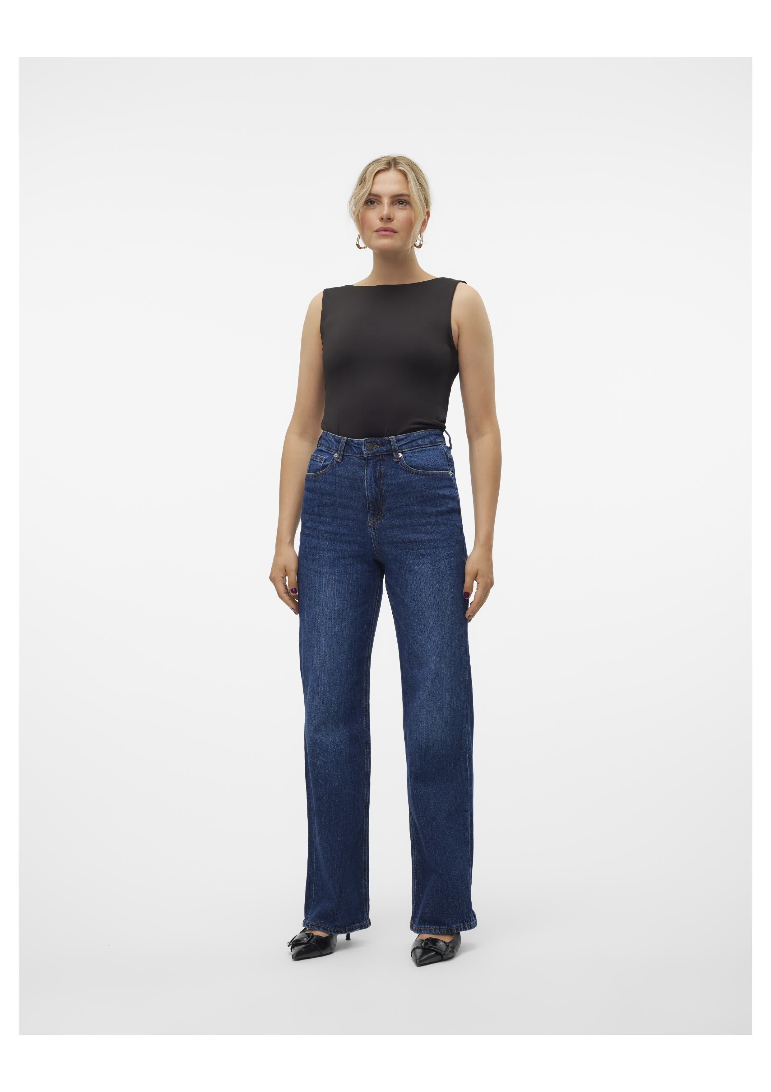 VERO MODA Vmtessa Hr Wide Jeans Ra221 Ga Noos, Donkergrijs denim, 27W / 30L