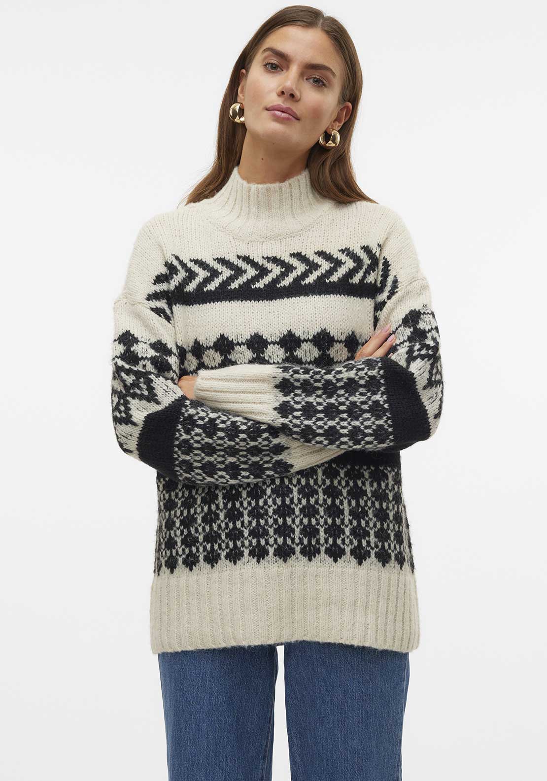 Vero Moda Ample High Neck Jumper, Black