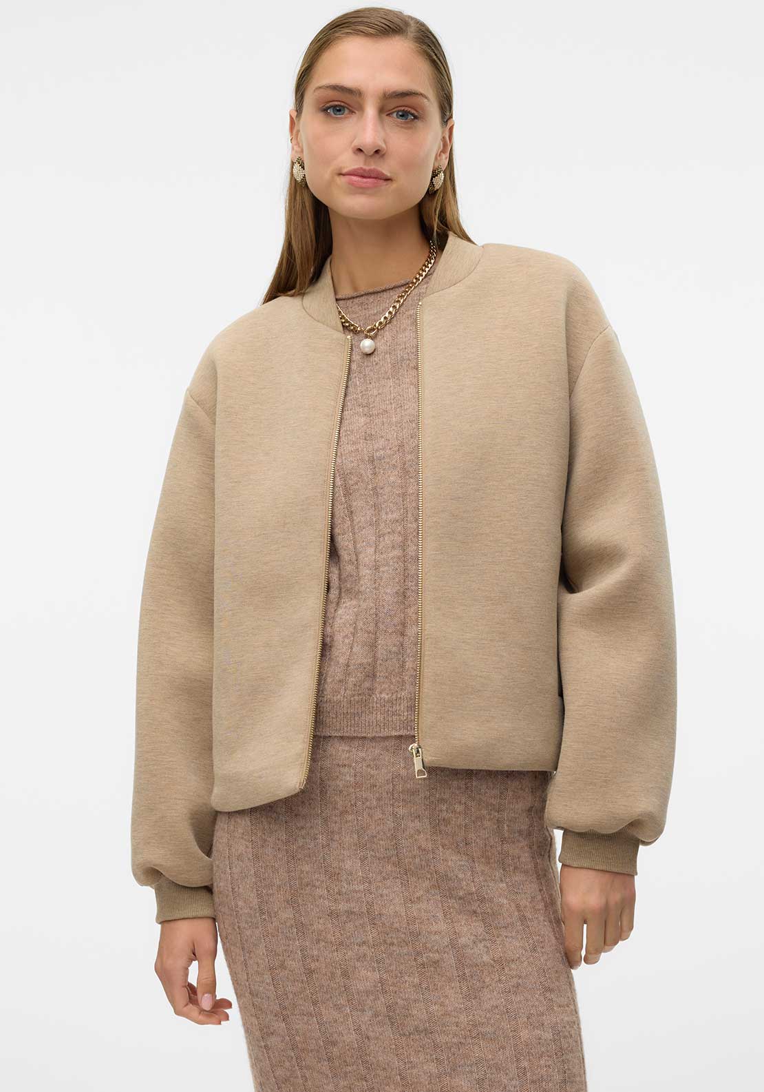 Vero Moda Karen Short Bomber Jacket, Beige