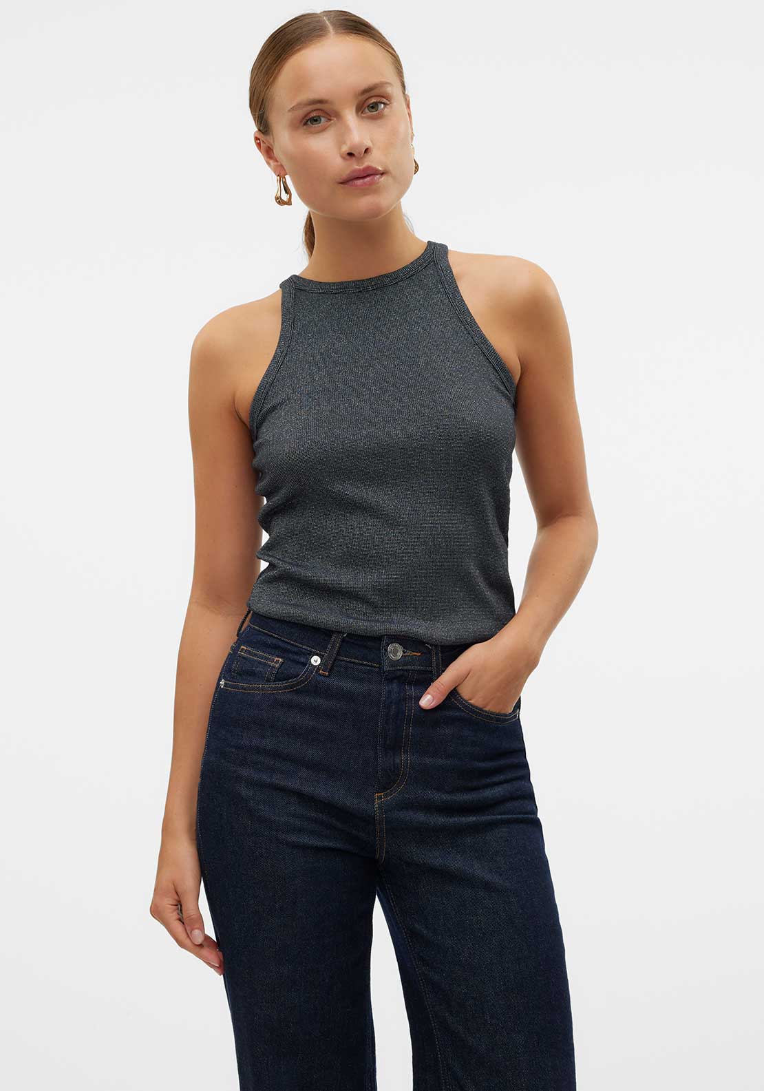 Vero Moda Chloe Lurex Tank Top, Black