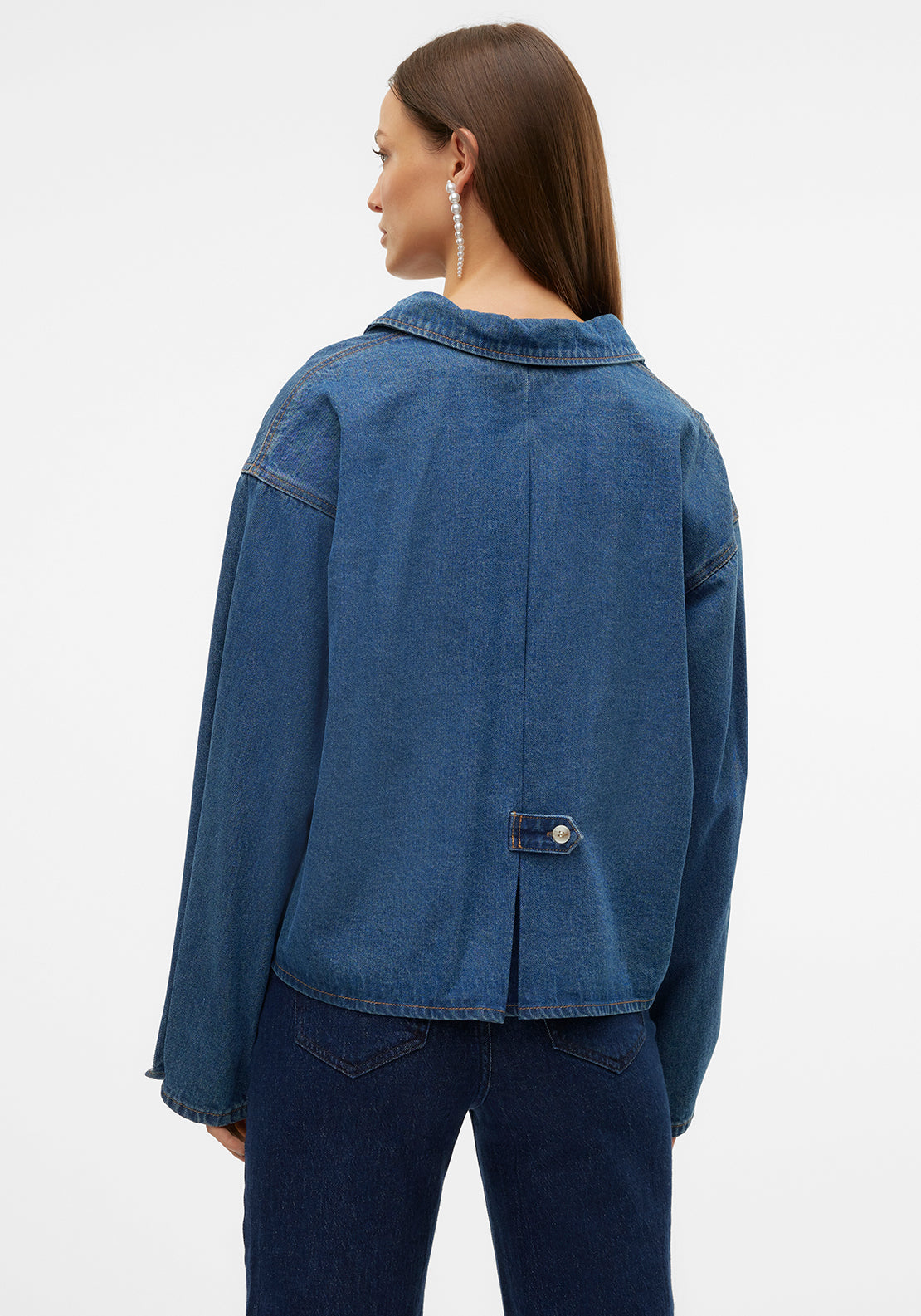 Vero Moda Irena Relaxed Denim Shirt, Medium Blue Denim