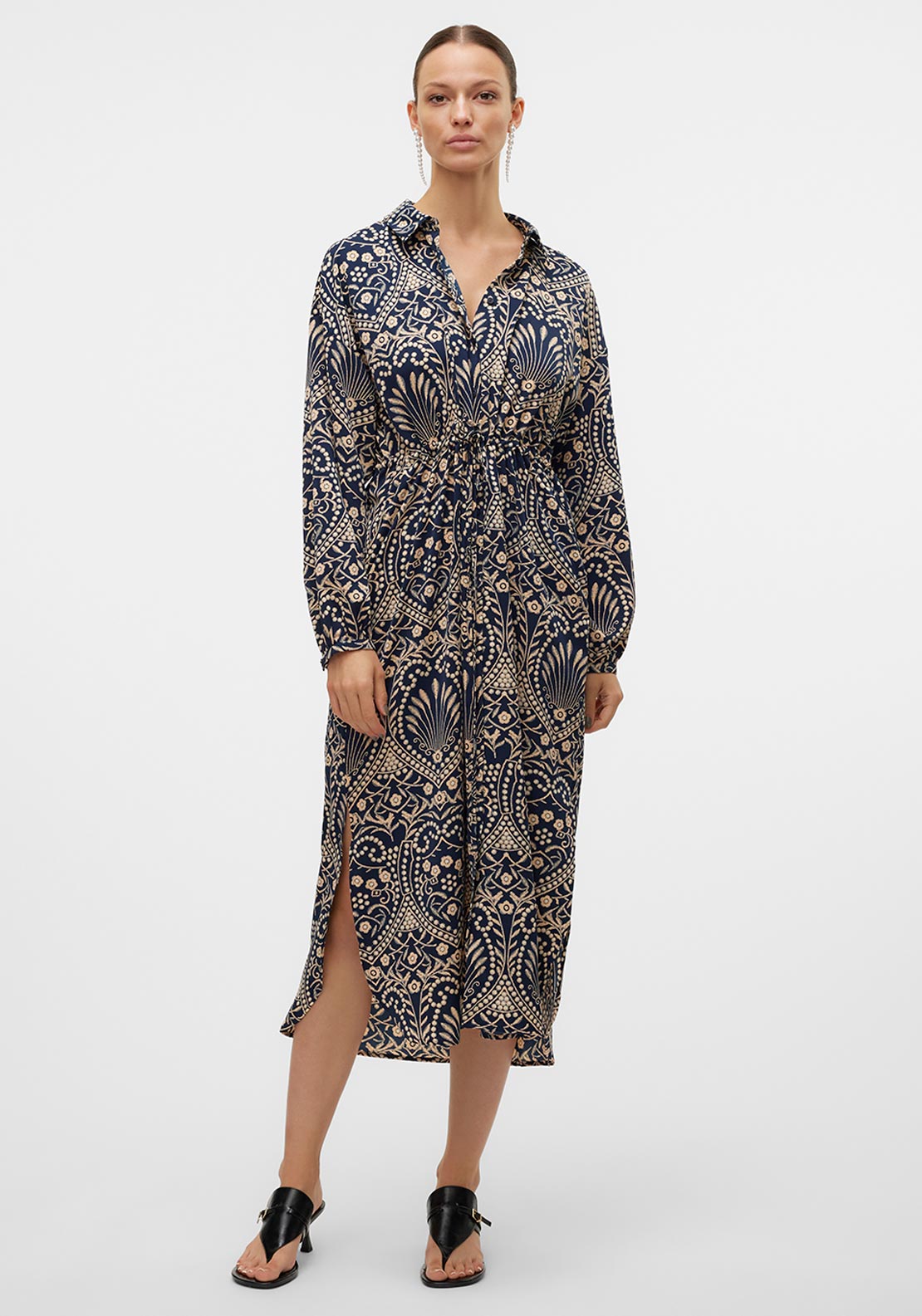 Vero Moda Vilja Floral Print Shirt Dress, Navy