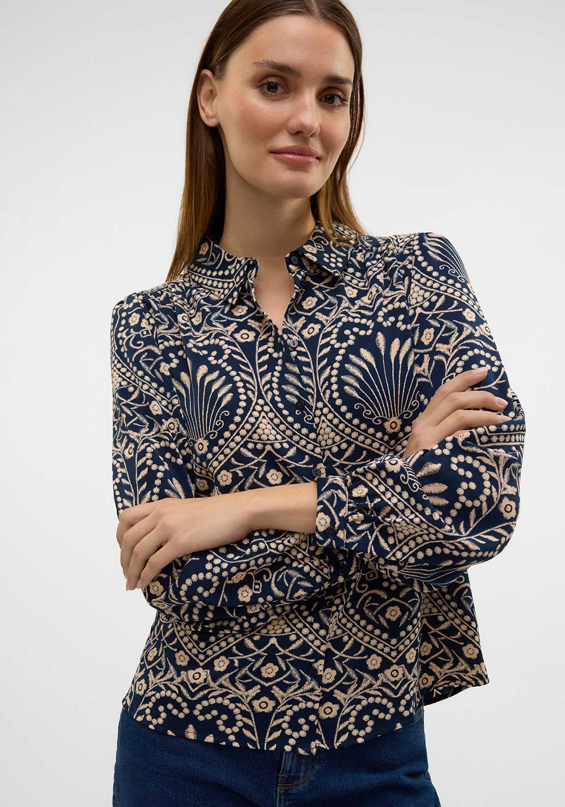 Vero Moda Vilja Floral Patterned Shirt, Navy
