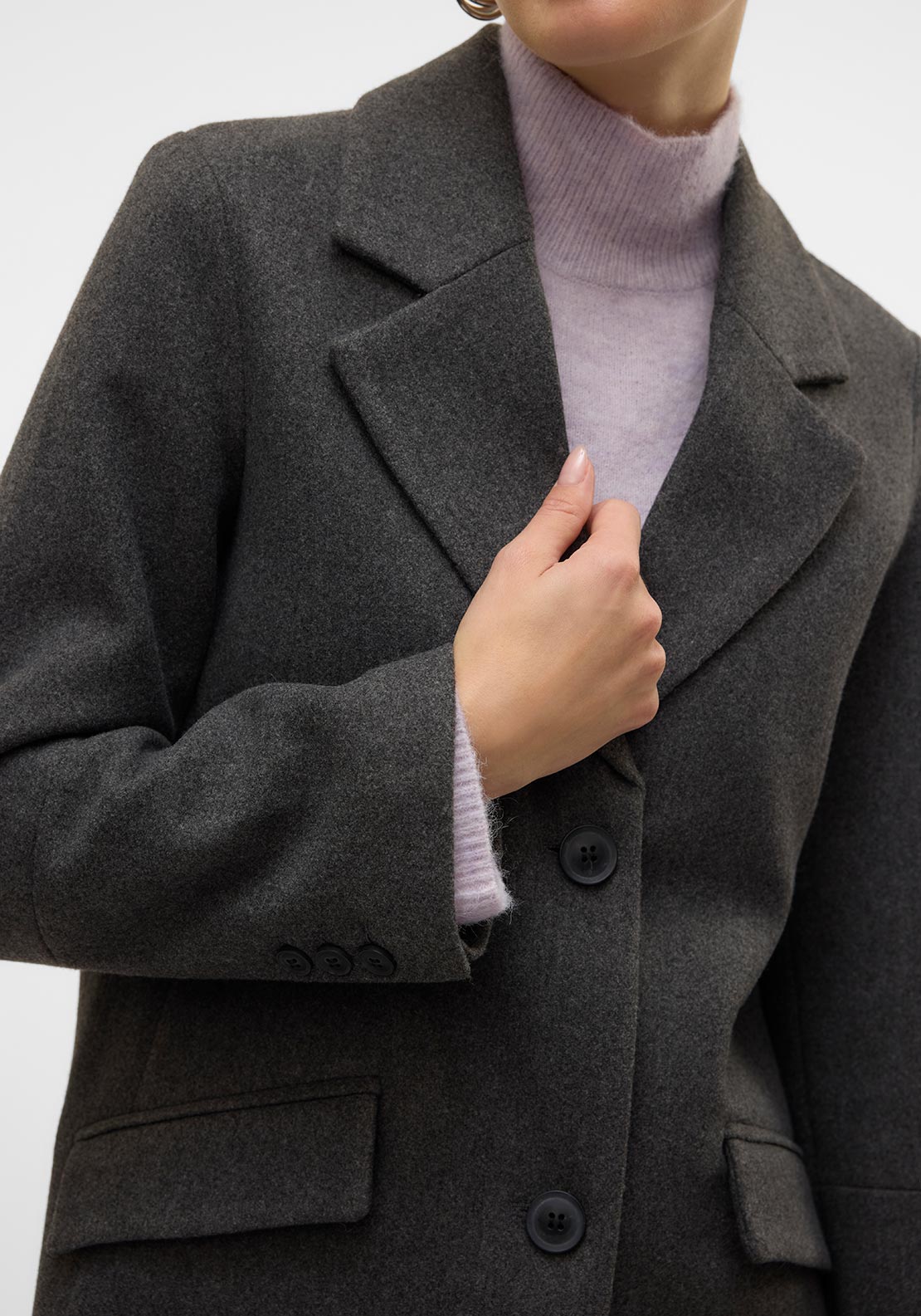 Vero Moda Fortune Sara Long Coat, Dark Grey