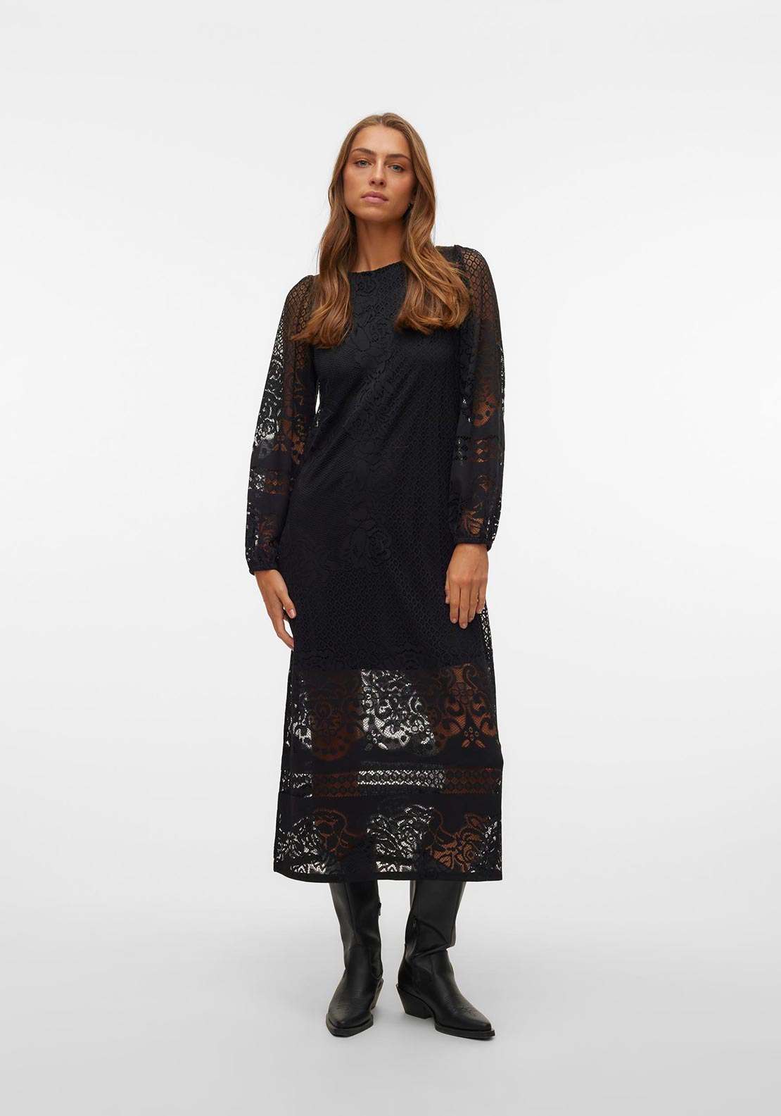 Vero Moda Bella Lace Midi Dress, Black Vero Moda Bella Lace Midi Dress, Black