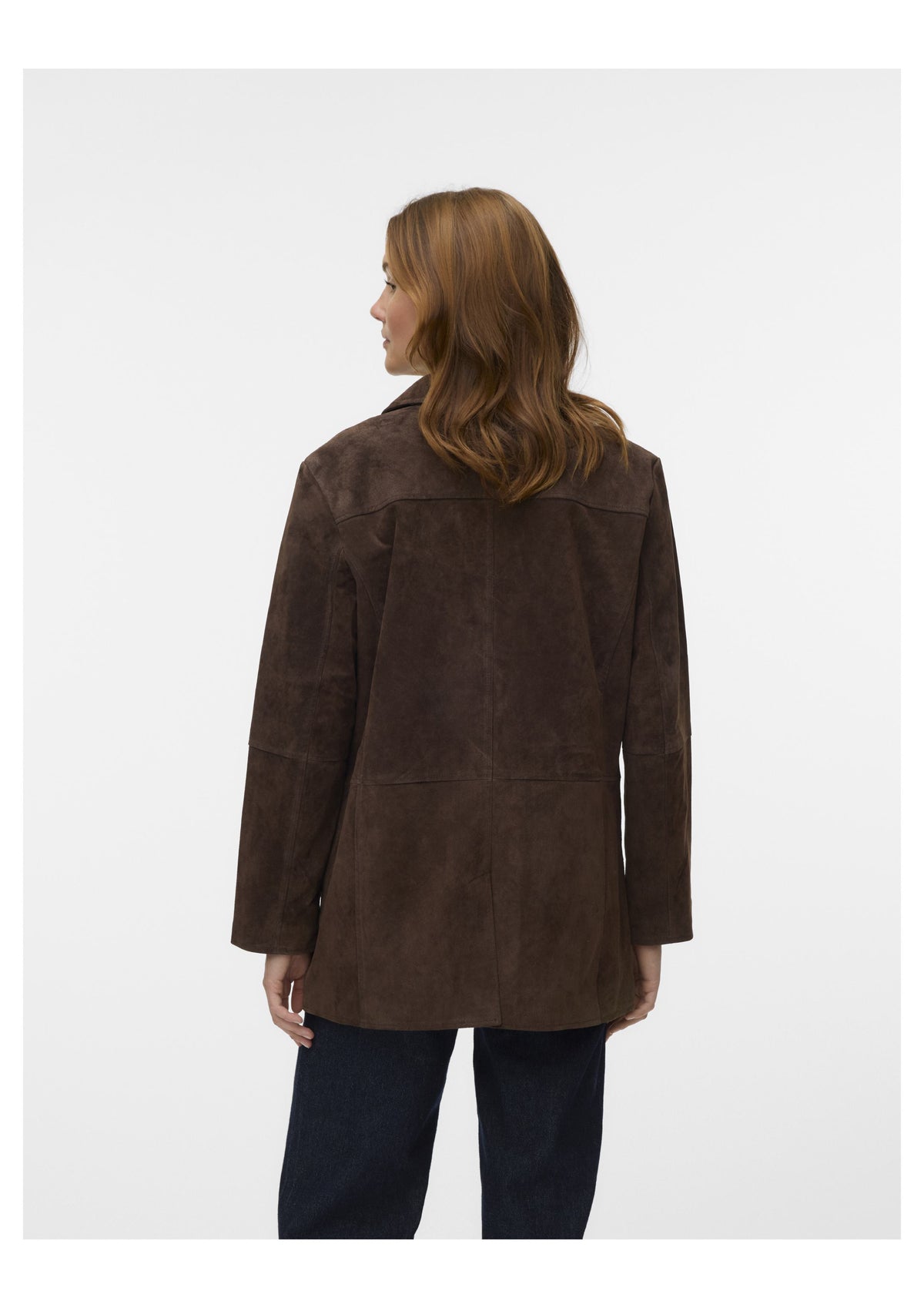 Vero Moda Pernille Long Sleeve Suede Jacket, Brown